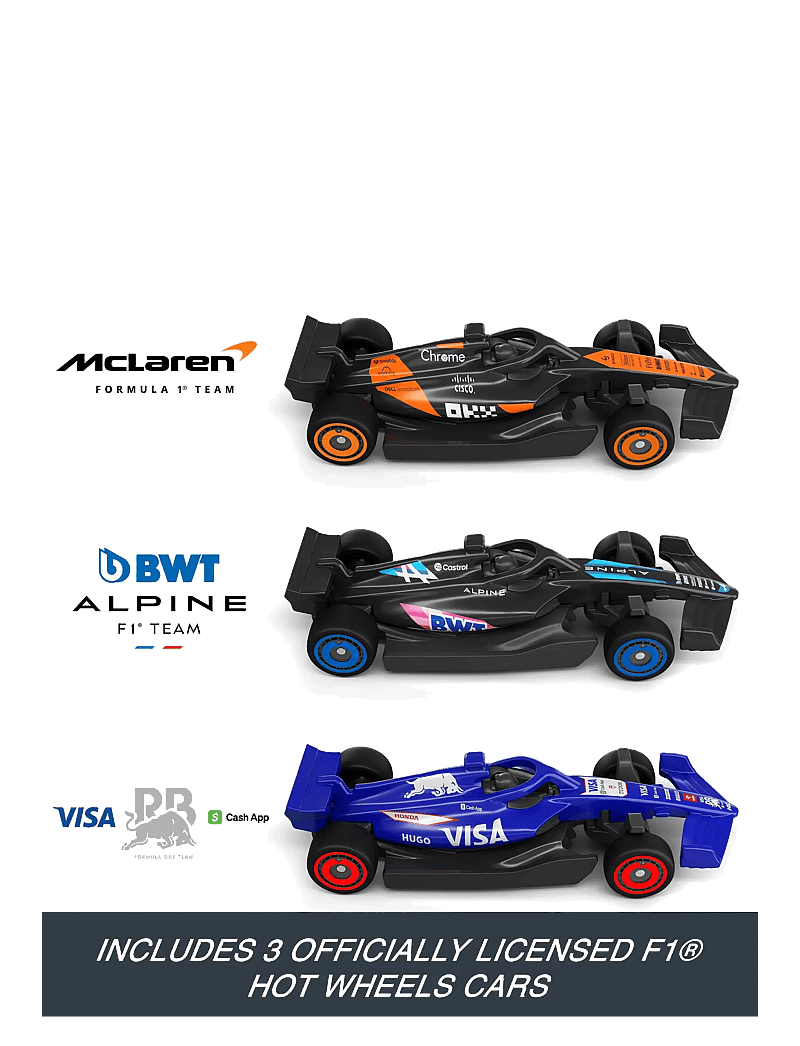 Hot Wheels - Racing Formula 1 Sprint Race Circuit Track Set with 3 Die-Cast Toy Cars in 1:64 Scale - keppnisbrautir - multi color - 4