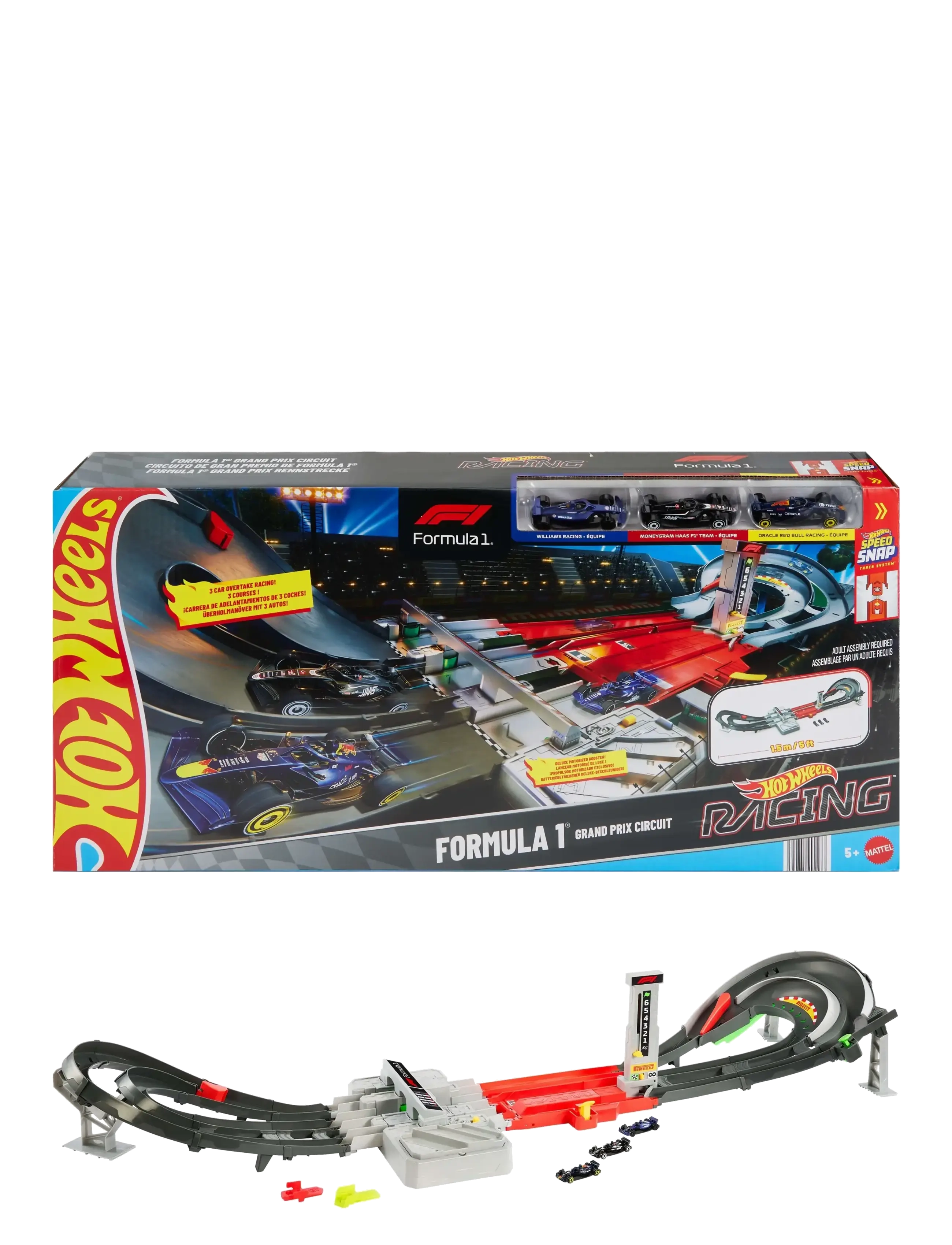 Hot Wheels Race Formula 1 Grand Prix Circuit Track Set with 3 1:64 Scale Die-Cast Toy Cars - Spielzeug - MULTI COLOR / multi