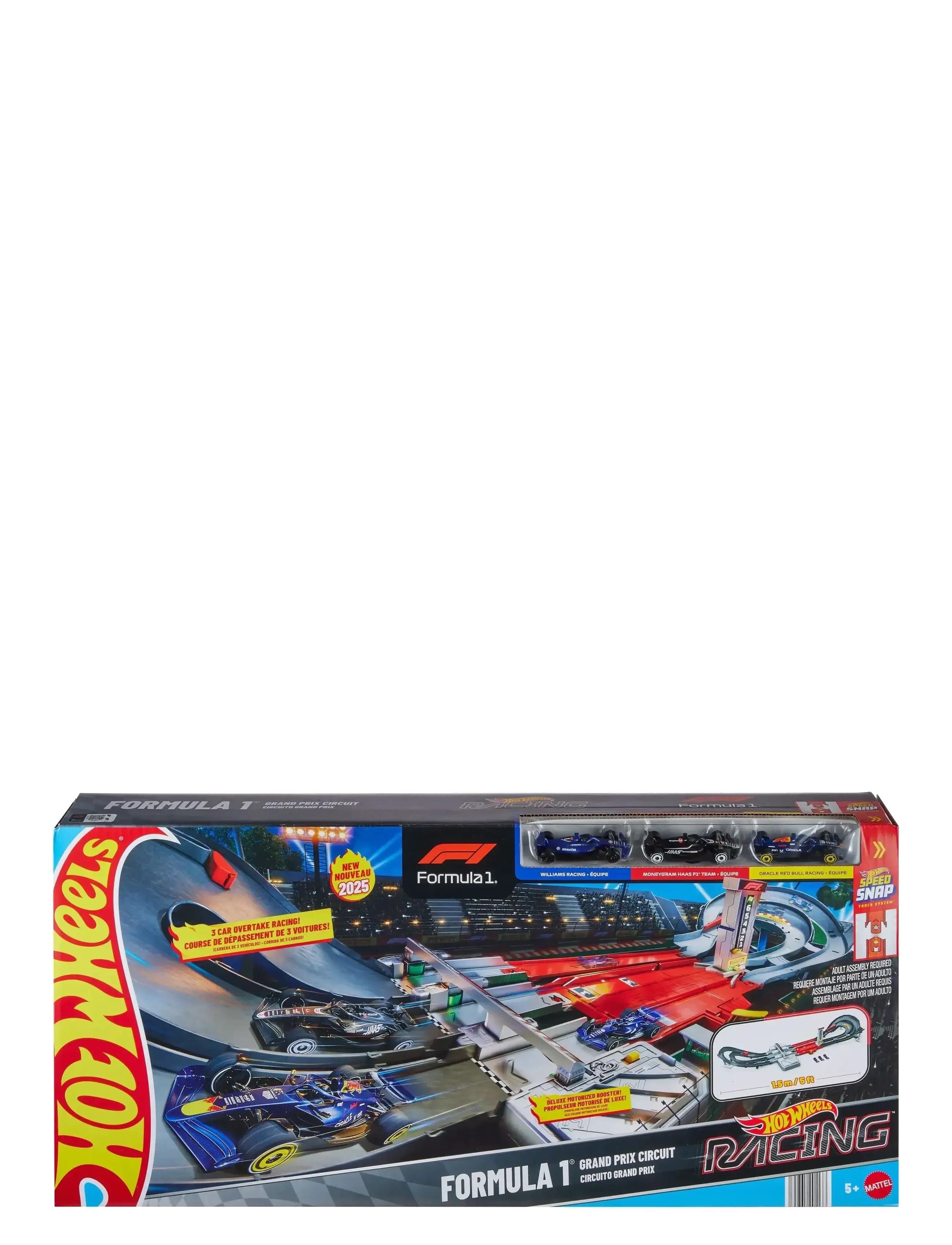Hot Wheels - Race Formula 1 Grand Prix Circuit Track Set with 3 1:64 Scale Die-Cast Toy Cars - race tracks - multi color - 2