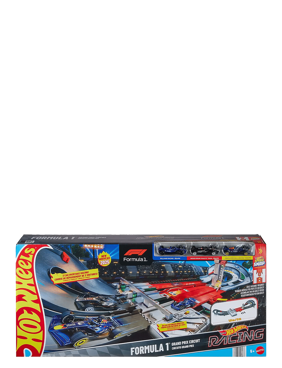 Hot Wheels - Race Formula 1 Grand Prix Circuit Track Set with 3 1:64 Scale Die-Cast Toy Cars - keppnisbrautir - multi color - 2