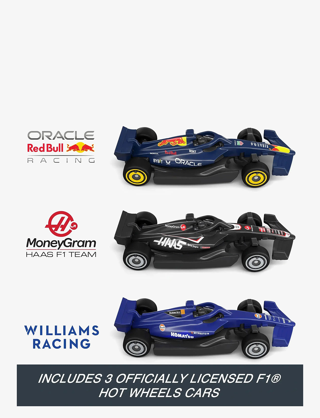 Hot Wheels - Race Formula 1 Grand Prix Circuit Track Set with 3 1:64 Scale Die-Cast Toy Cars - racerbaner - multi color - 3