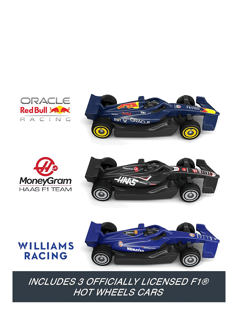 Hot Wheels - Race Formula 1 Grand Prix Circuit Track Set with 3 1:64 Scale Die-Cast Toy Cars - rennbahnen - multi color - 3