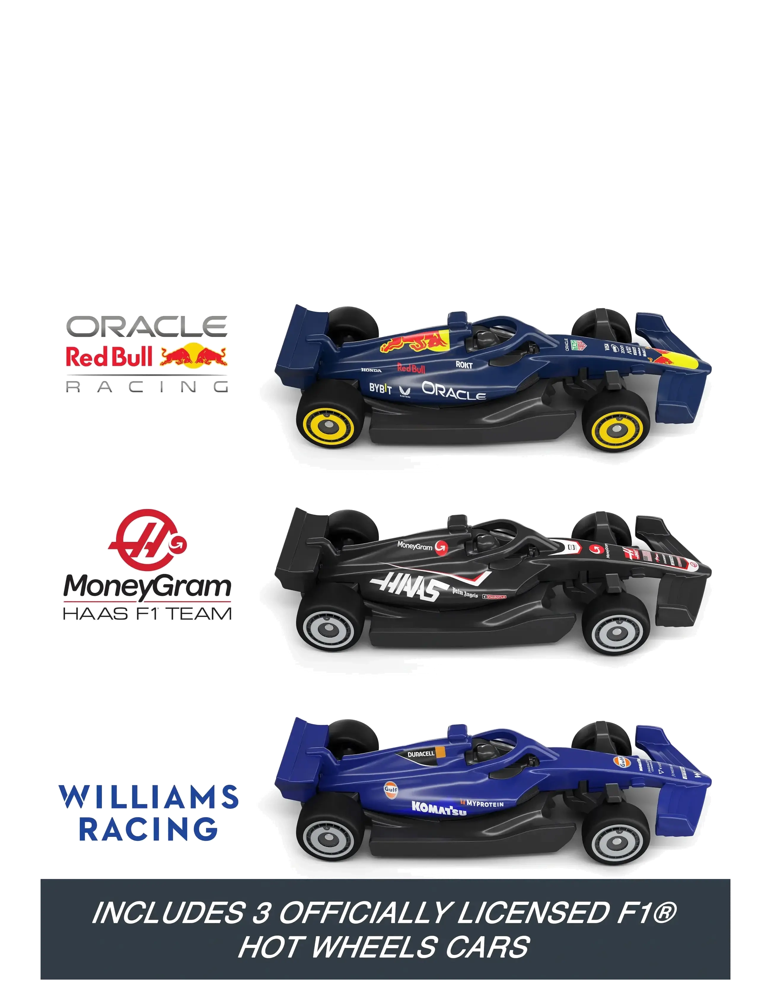 Hot Wheels - Race Formula 1 Grand Prix Circuit Track Set with 3 1:64 Scale Die-Cast Toy Cars - race tracks - multi color - 3