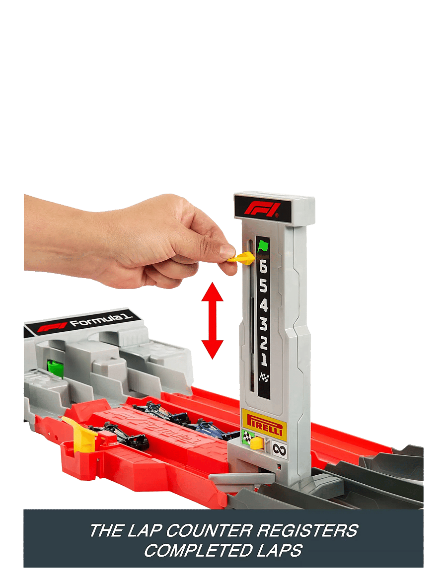 Hot Wheels - Race Formula 1 Grand Prix Circuit Track Set with 3 1:64 Scale Die-Cast Toy Cars - keppnisbrautir - multi color - 4