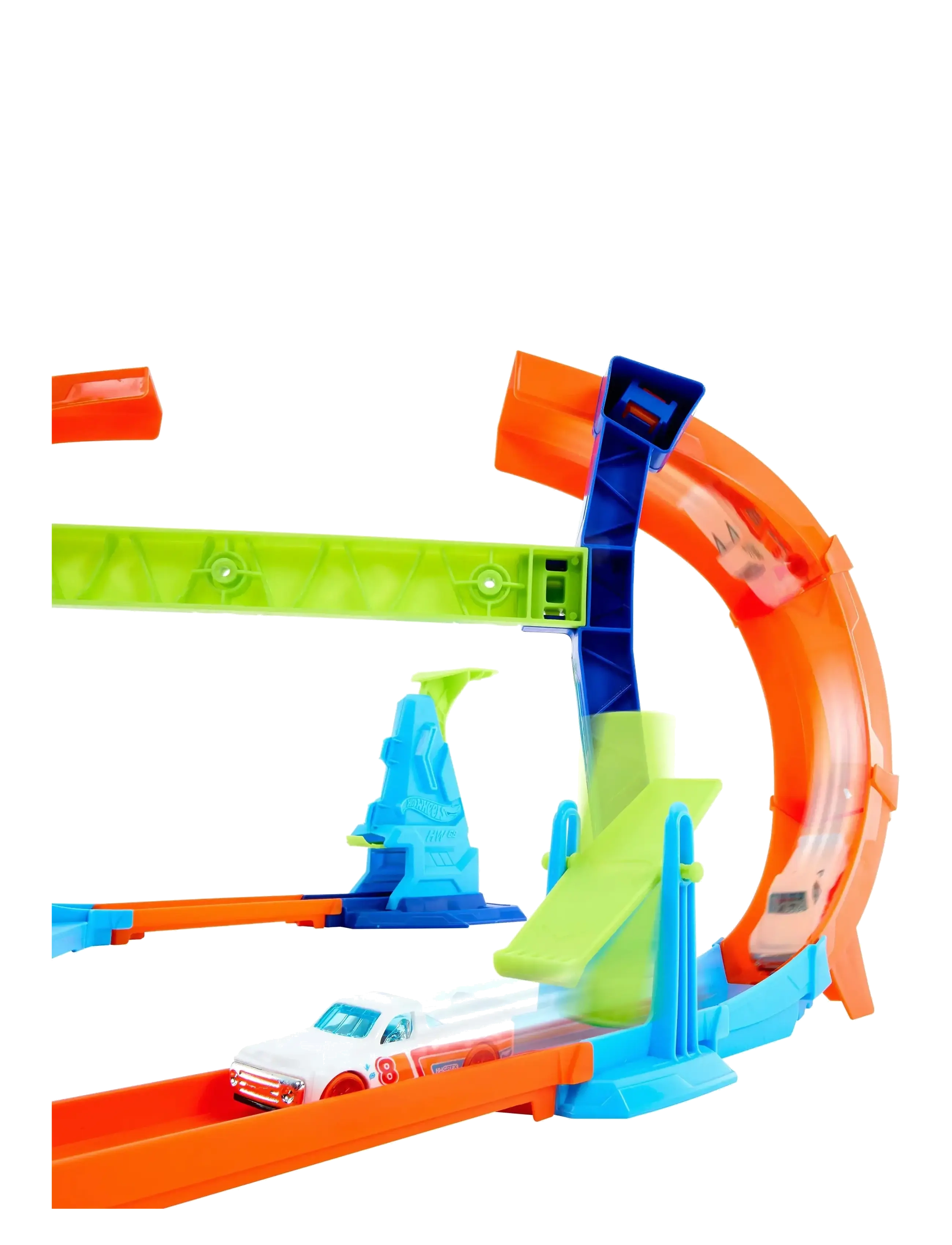 Hot Wheels - Stunt Tracks Corkscrew Jump Champion Track Set & 1:64 Scale Toy Car, Speed Snap Track - multi color - 1
