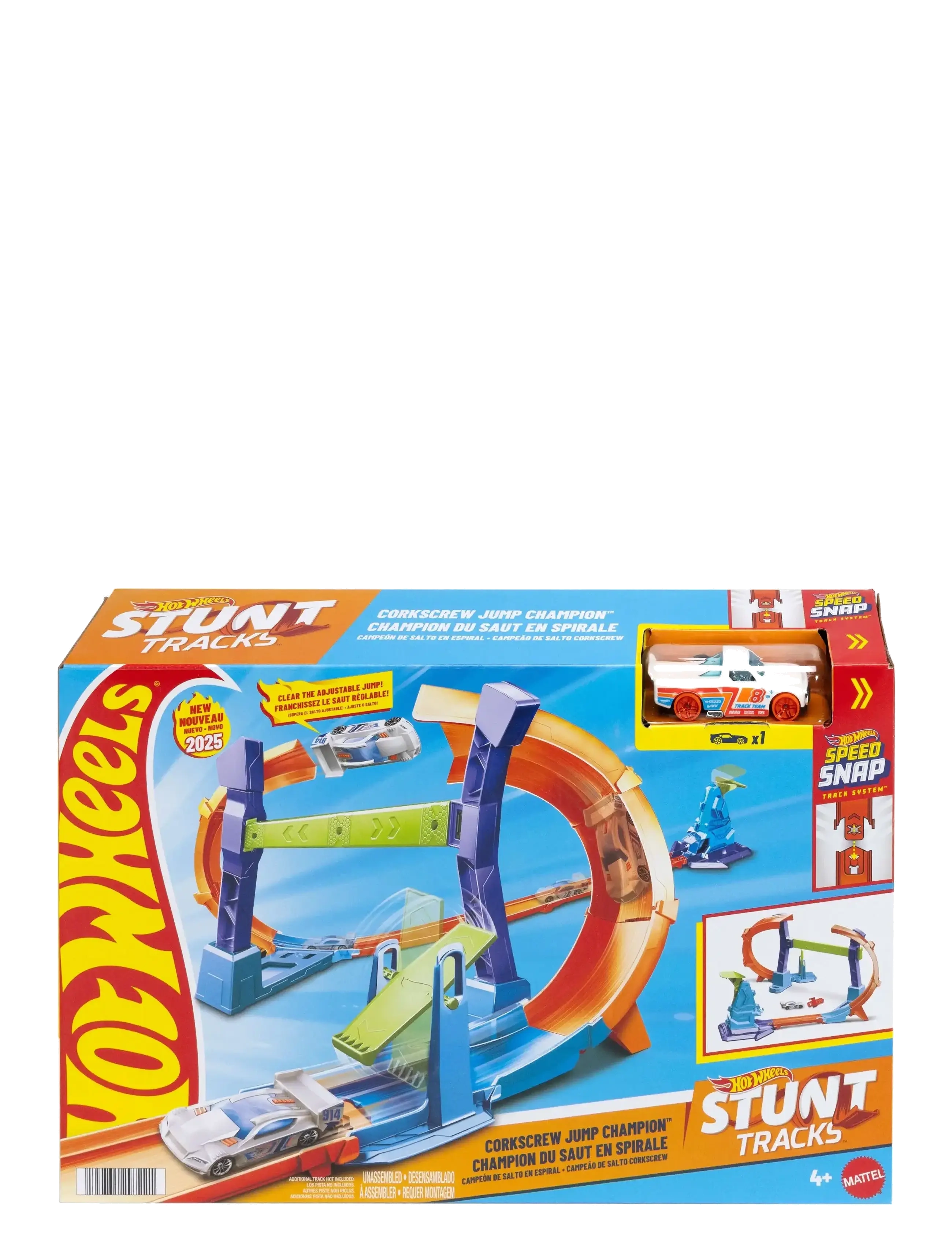 Hot Wheels - Stunt Tracks Corkscrew Jump Champion Track Set & 1:64 Scale Toy Car, Speed Snap Track - multi color - 5