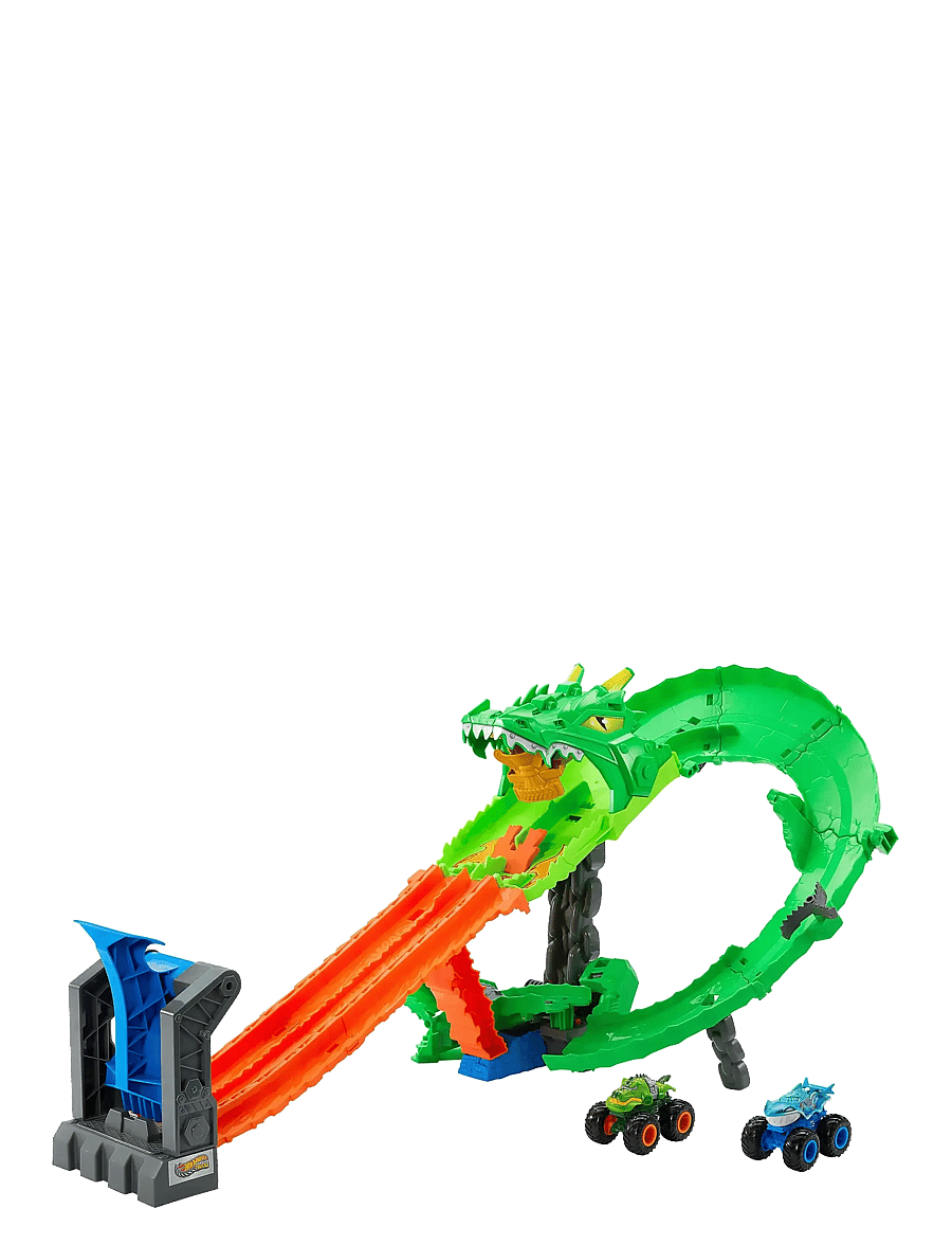 Hot Wheels - Monster Trucks Sharks vs. Dinos Dragon Destruction Playset & 2 Toy Trucks - rennbahnen - multi color - 0