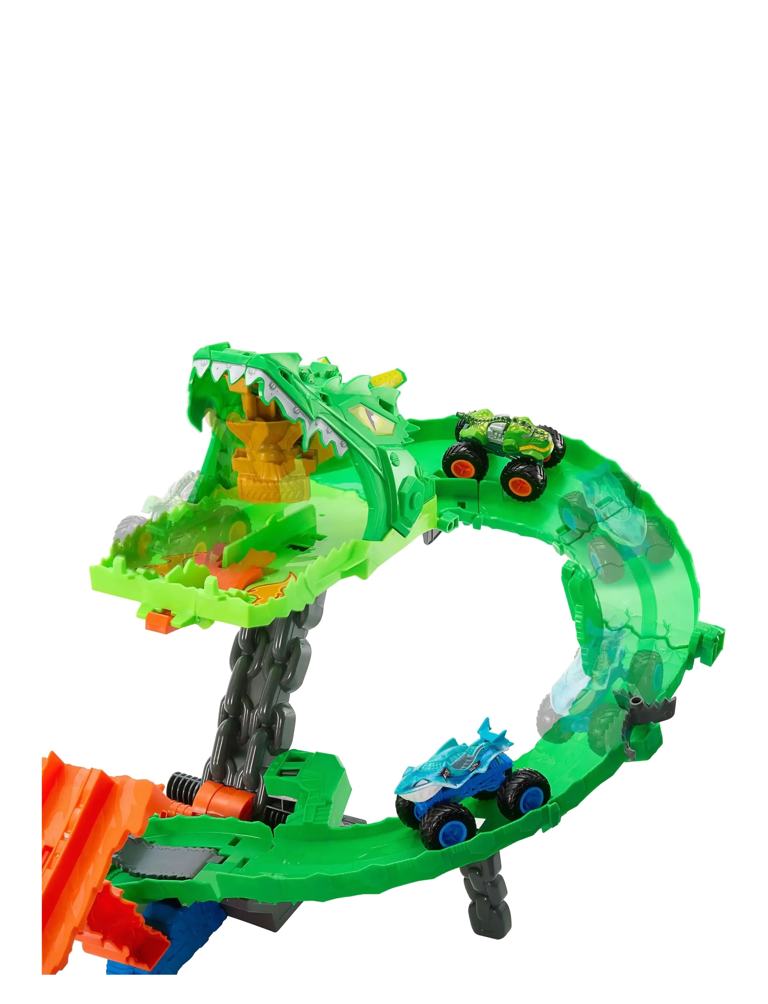 Hot Wheels - Monster Trucks Sharks vs. Dinos Dragon Destruction Playset & 2 Toy Trucks - bilbanor - multi color - 2
