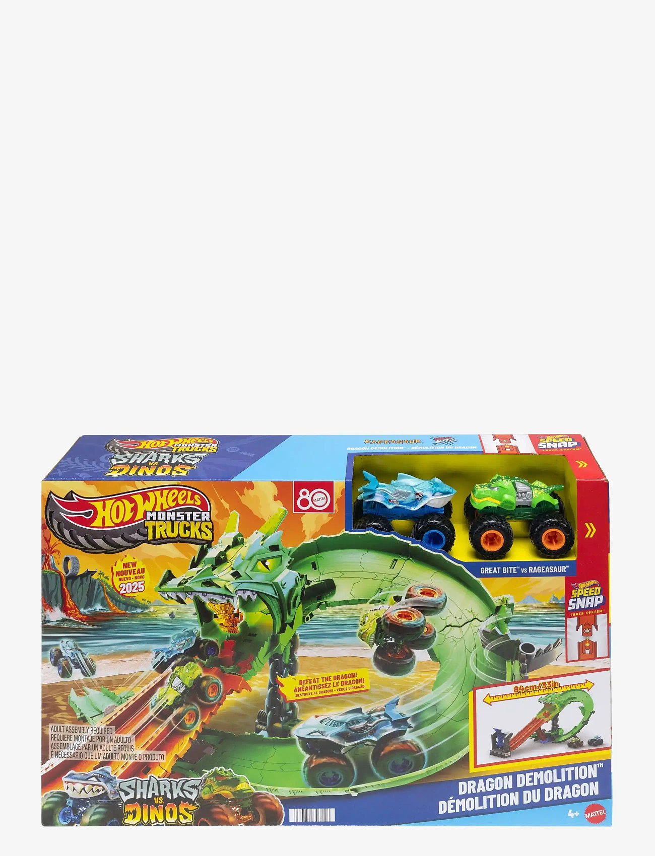 Hot Wheels - HWMT Sharks vs. Dinos Dragon Destruction - racerbaner - multi color - 5