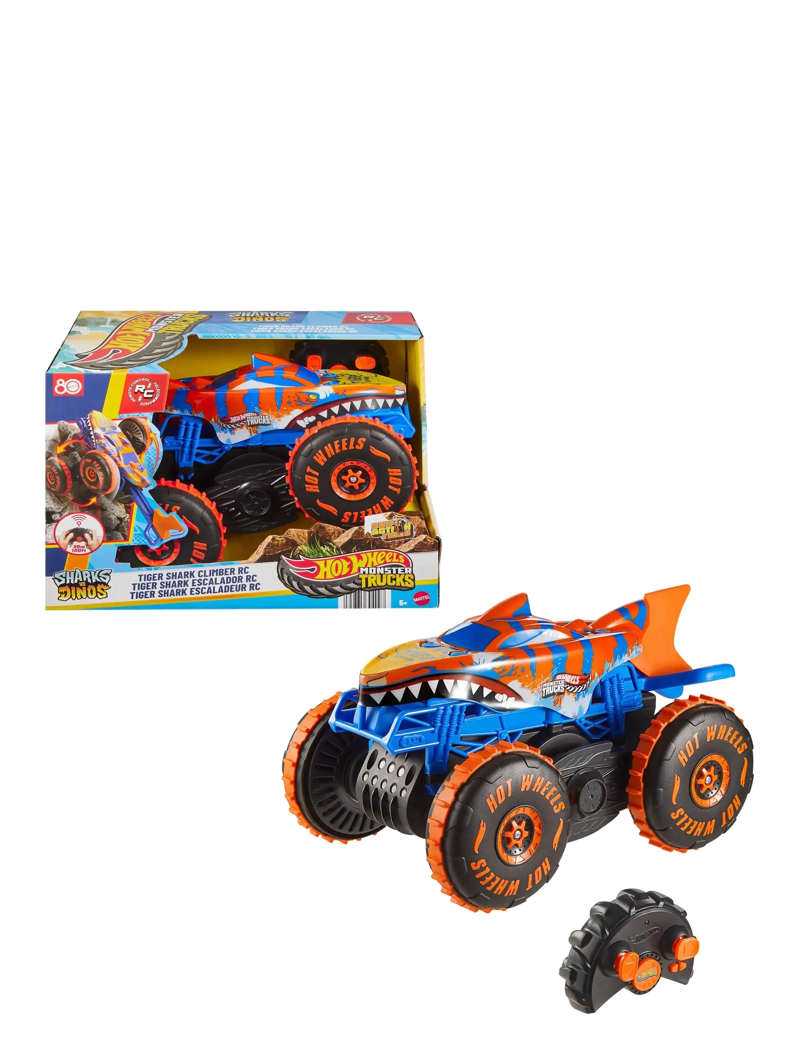 HOT WHEELS Monster Trucks Tiger Shark Climber Rc Vehicle, Battery-Powered Remote-Control Toy Truck Patterned - One Size - Kinder