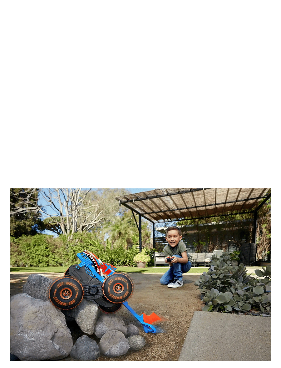 Hot Wheels - Monster Trucks Tiger Shark Climber RC Vehicle, Battery-Powered Remote-Control Toy Truck - leikfangabílar - multi color - 2