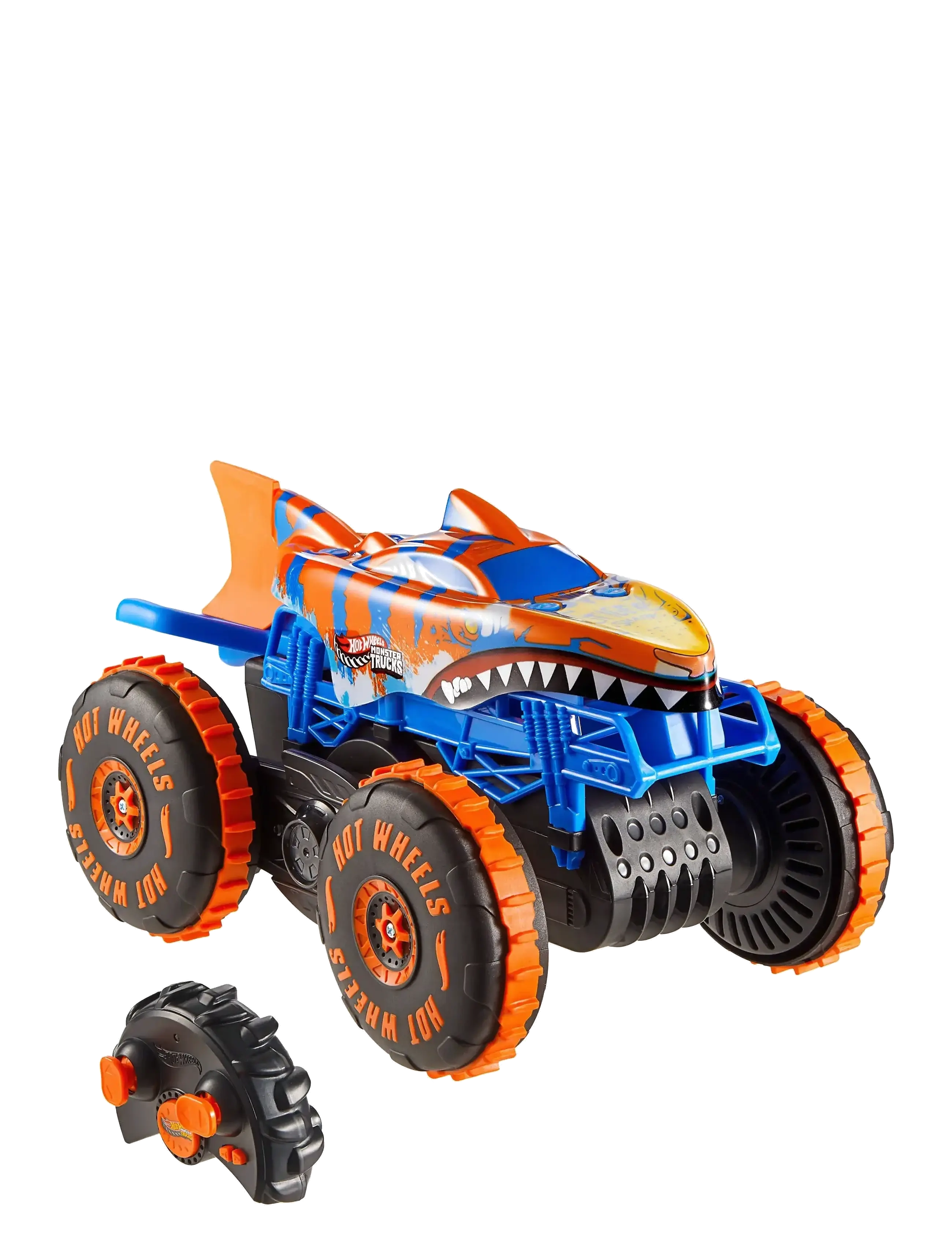 Hot Wheels - Monster Trucks Tiger Shark Climber RC Vehicle, Battery-Powered Remote-Control Toy Truck - leikfangabílar - multi color - 3