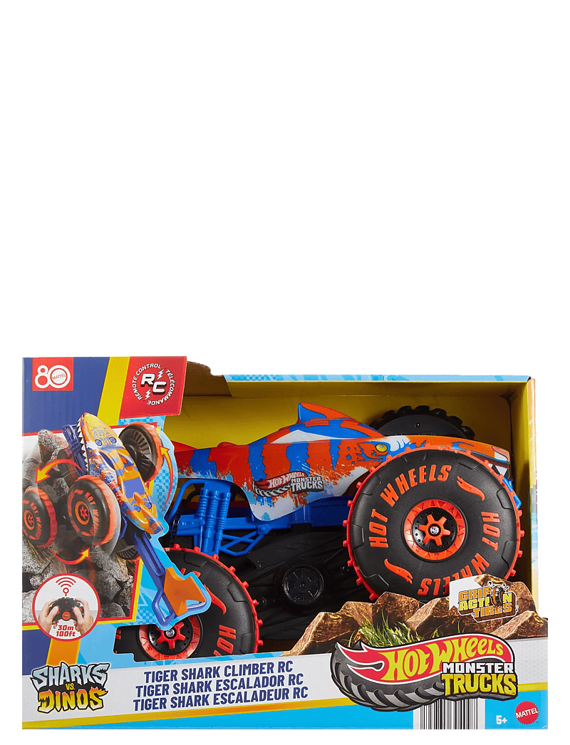 Hot Wheels - Monster Trucks Tiger Shark Climber RC Vehicle, Battery-Powered Remote-Control Toy Truck - spielzeugautos - multi color - 5