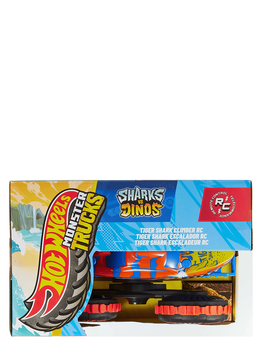 Hot Wheels - Monster Trucks Tiger Shark Climber RC Vehicle, Battery-Powered Remote-Control Toy Truck - toy cars - multi color - 5