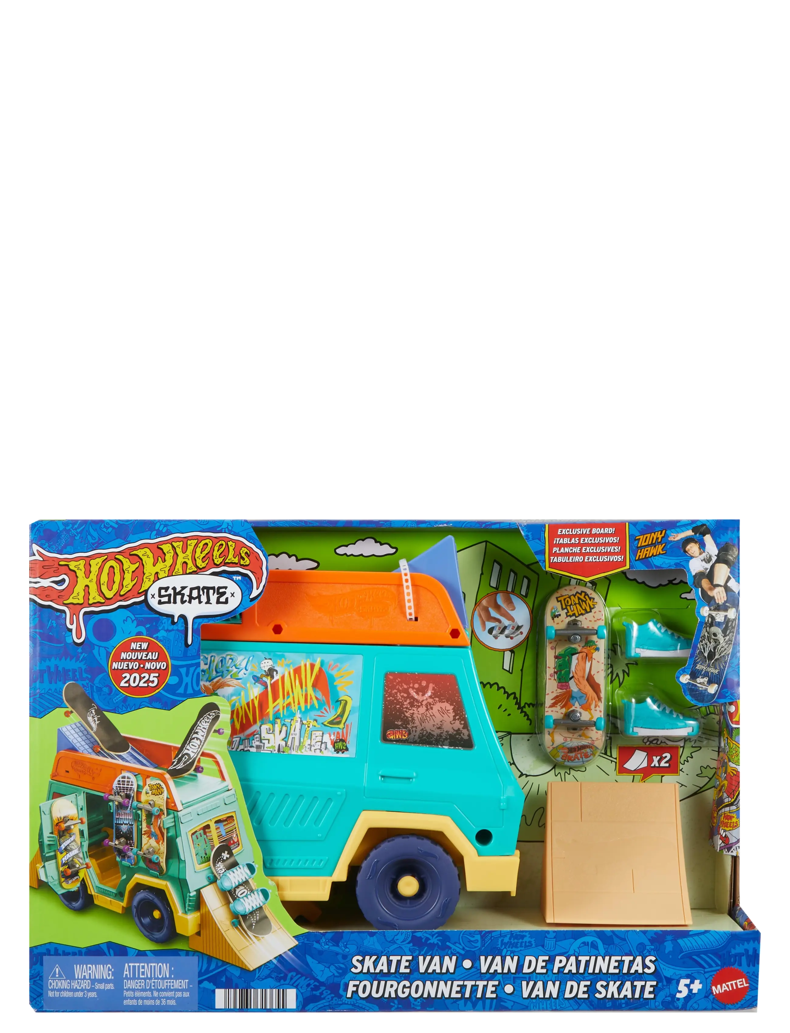 Hot Wheels Skate Tony Hawk Skate Van Playset with Exclusive Fingerboard & Removable Skate Shoes - Inspiration - MULTI COLOR / multi