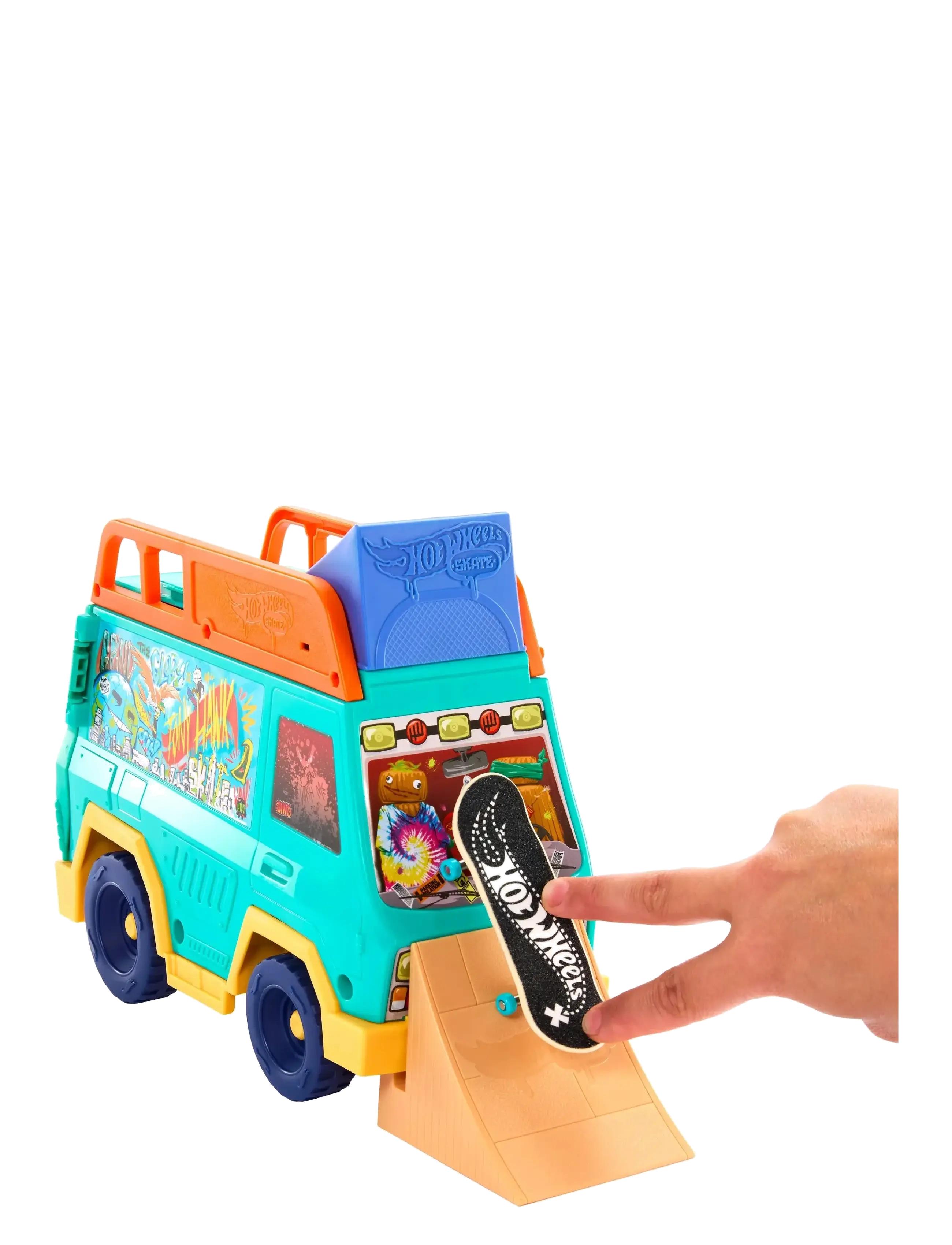Hot Wheels - Skate Tony Hawk Skate Van Playset with Exclusive Fingerboard & Removable Skate Shoes - laveste priser - multi color - 2
