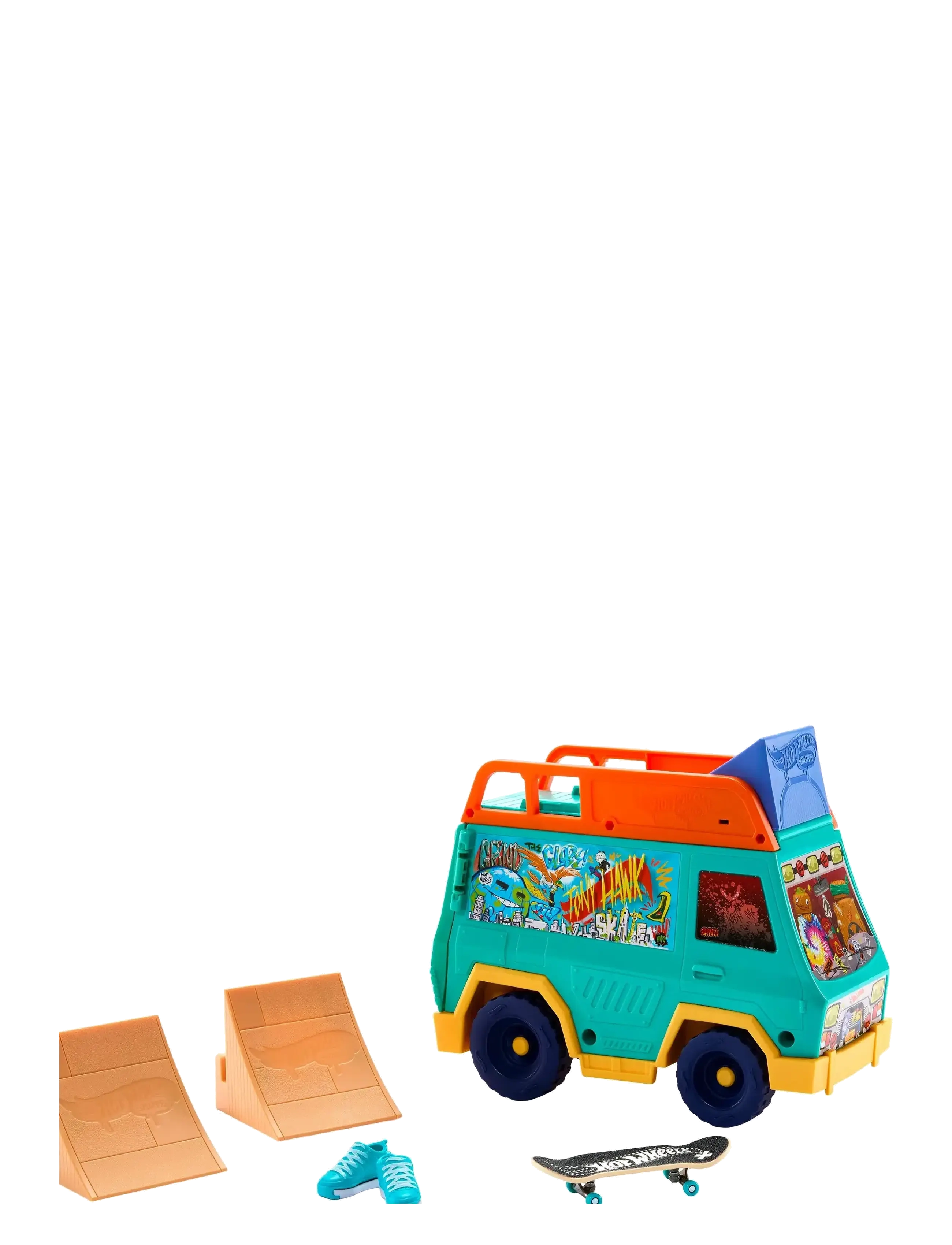 Hot Wheels - Skate Tony Hawk Skate Van Playset with Exclusive Fingerboard & Removable Skate Shoes - laveste priser - multi color - 5