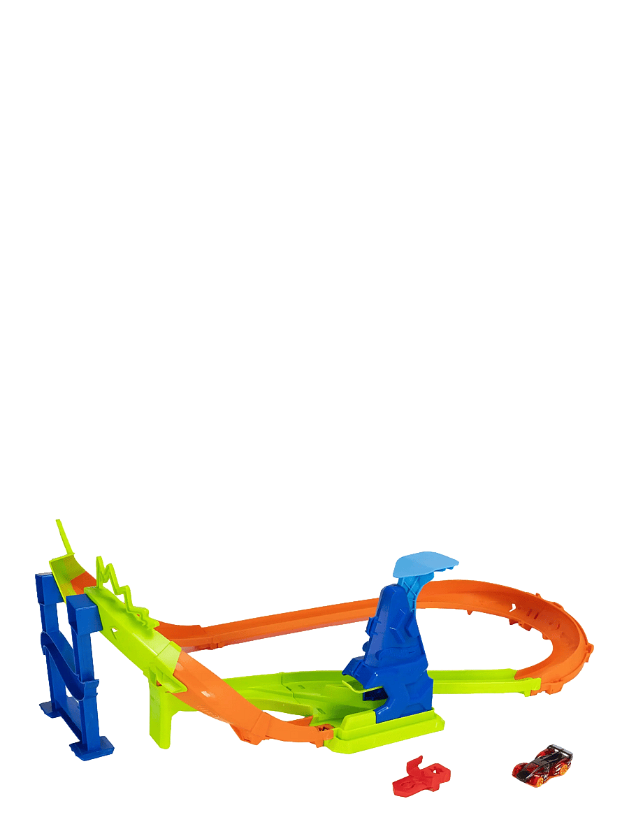 Hot Wheels - Stunt Tracks Jump Circuit Speedway with 1:64 Scale Die-Cast Toy Car, 180-Degree Curve - multicolor - 0