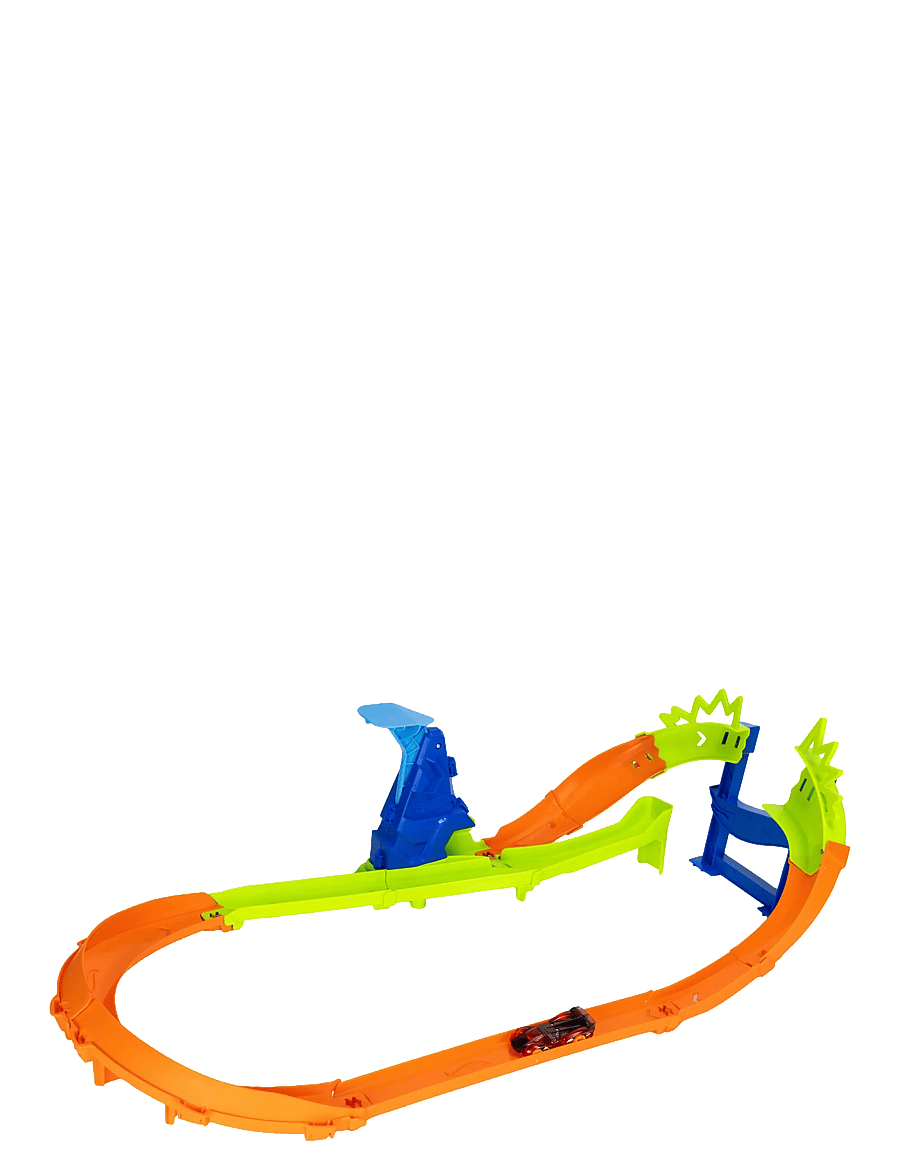 Hot Wheels - Stunt Tracks Jump Circuit Speedway with 1:64 Scale Die-Cast Toy Car, 180-Degree Curve - multicolor - 2