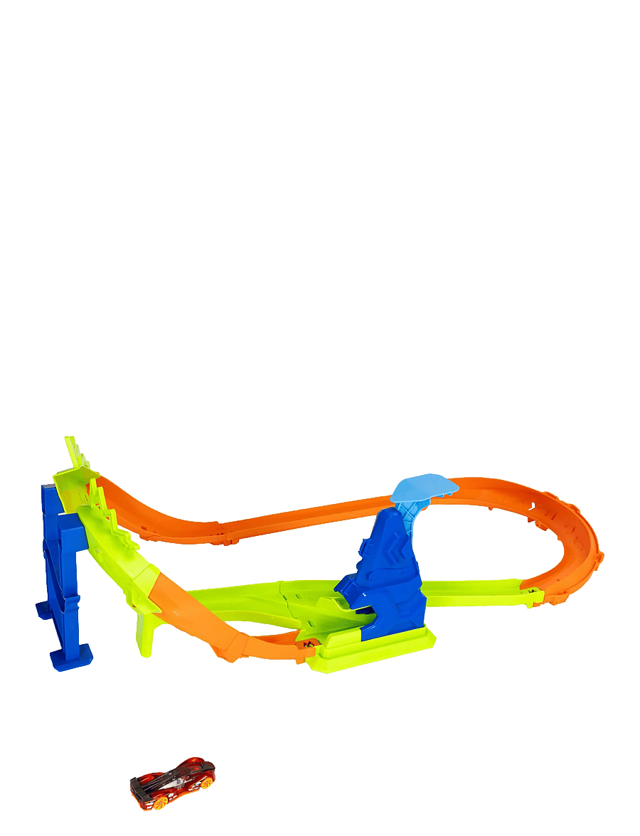 Hot Wheels - Stunt Tracks Jump Circuit Speedway with 1:64 Scale Die-Cast Toy Car, 180-Degree Curve - multicolor - 3
