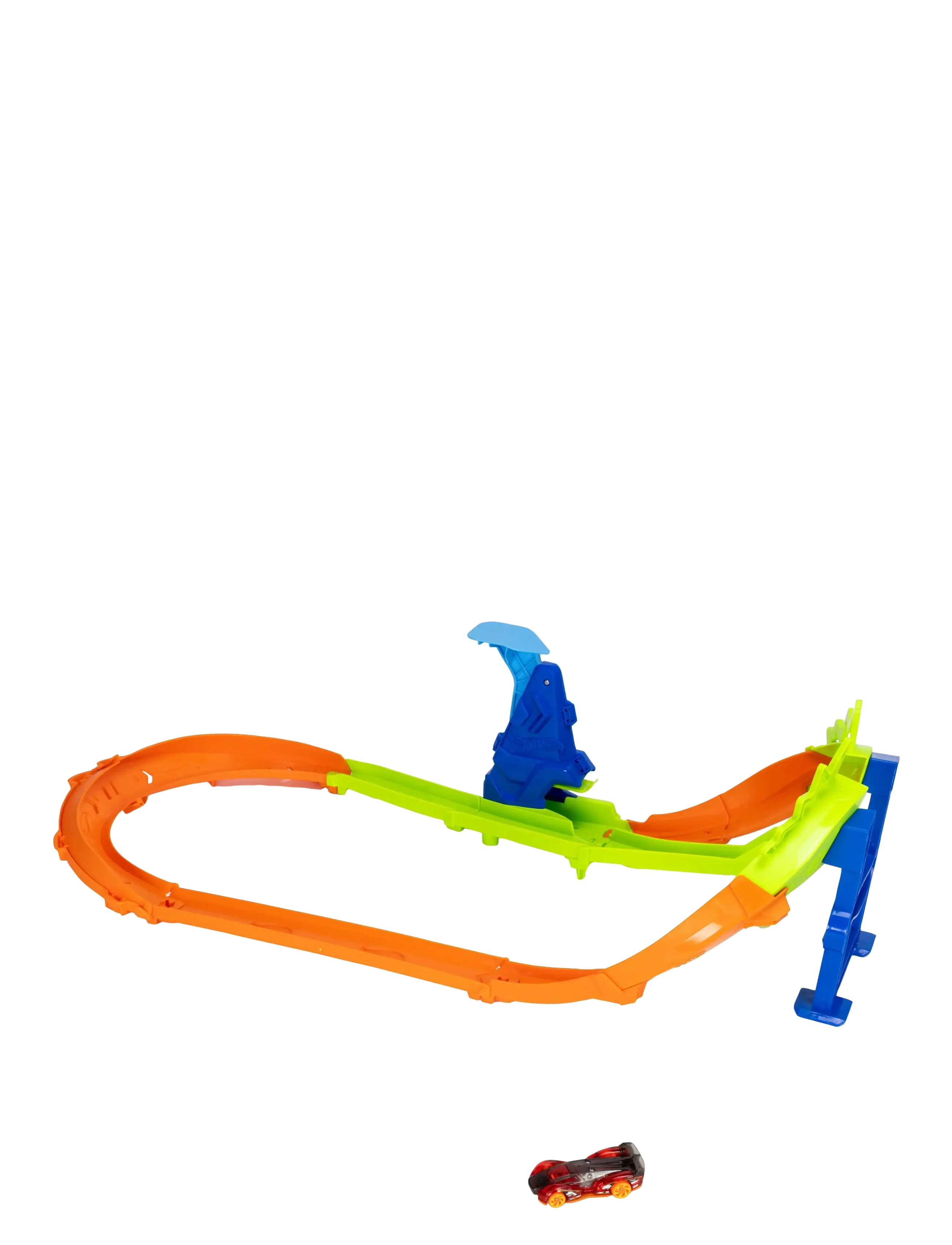Hot Wheels - Stunt Tracks Jump Circuit Speedway with 1:64 Scale Die-Cast Toy Car, 180-Degree Curve - multicolor - 4