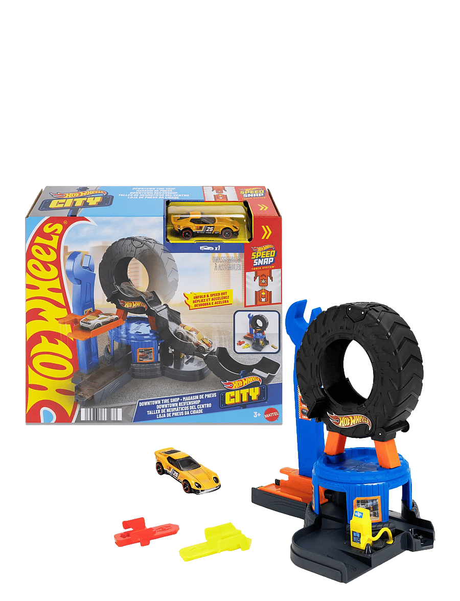 Hot Wheels - City Downtown Tire Shop Playset & 1:64 Scale Toy Car, Speed Snap Track Compatible - rennbahnen - multicolor - 0