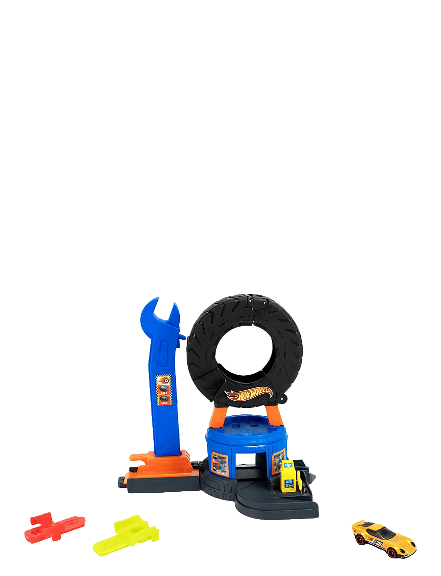 Hot Wheels - City Downtown Tire Shop Playset & 1:64 Scale Toy Car, Speed Snap Track Compatible - rennbahnen - multicolor - 3