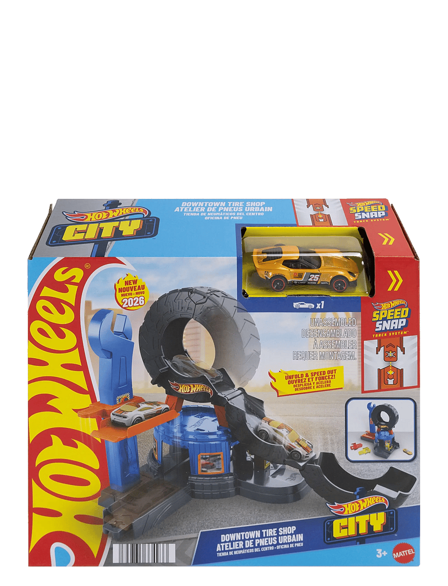 Hot Wheels - City Downtown Tire Shop Playset & 1:64 Scale Toy Car, Speed Snap Track Compatible - rennbahnen - multicolor - 4