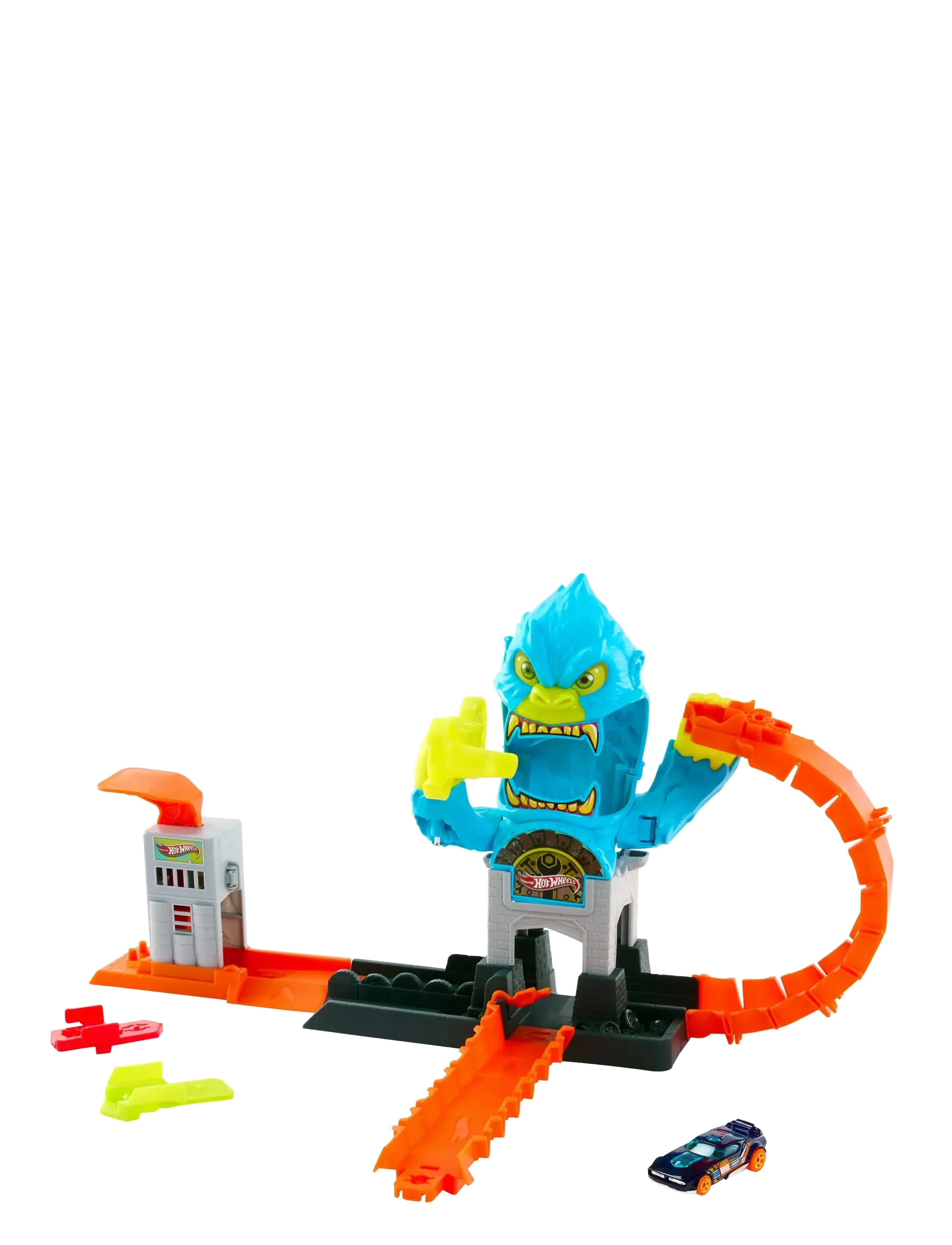 Hot Wheels City Gorilla Slam Attack Playset & Toy Car, Multiple Ways To Play, Speed Snap Track, One Size, Cars Vehicles, Orange - Race Tracks, Kinder