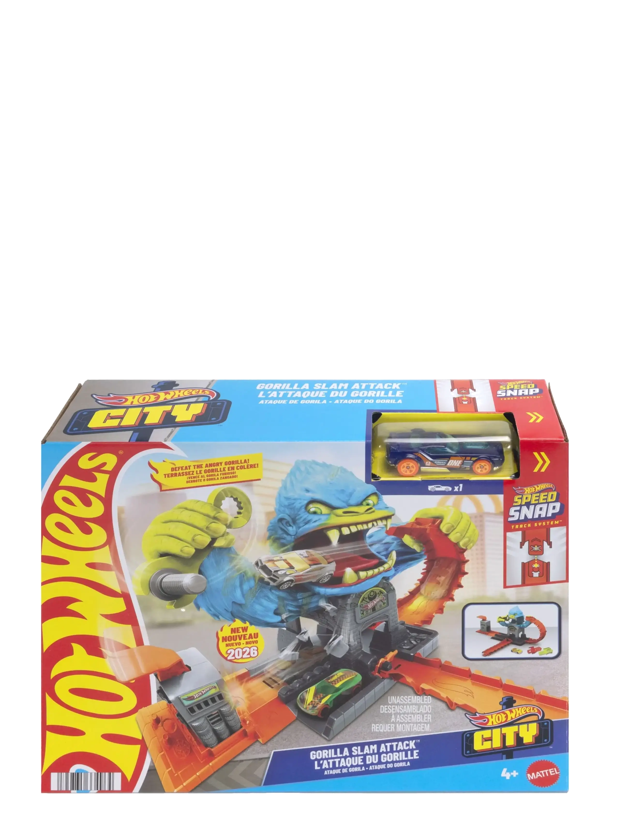 Hot Wheels - City Gorilla Slam Attack Playset & Toy Car, Multiple Ways to Play, Speed Snap Track - race tracks - multicolor - 4