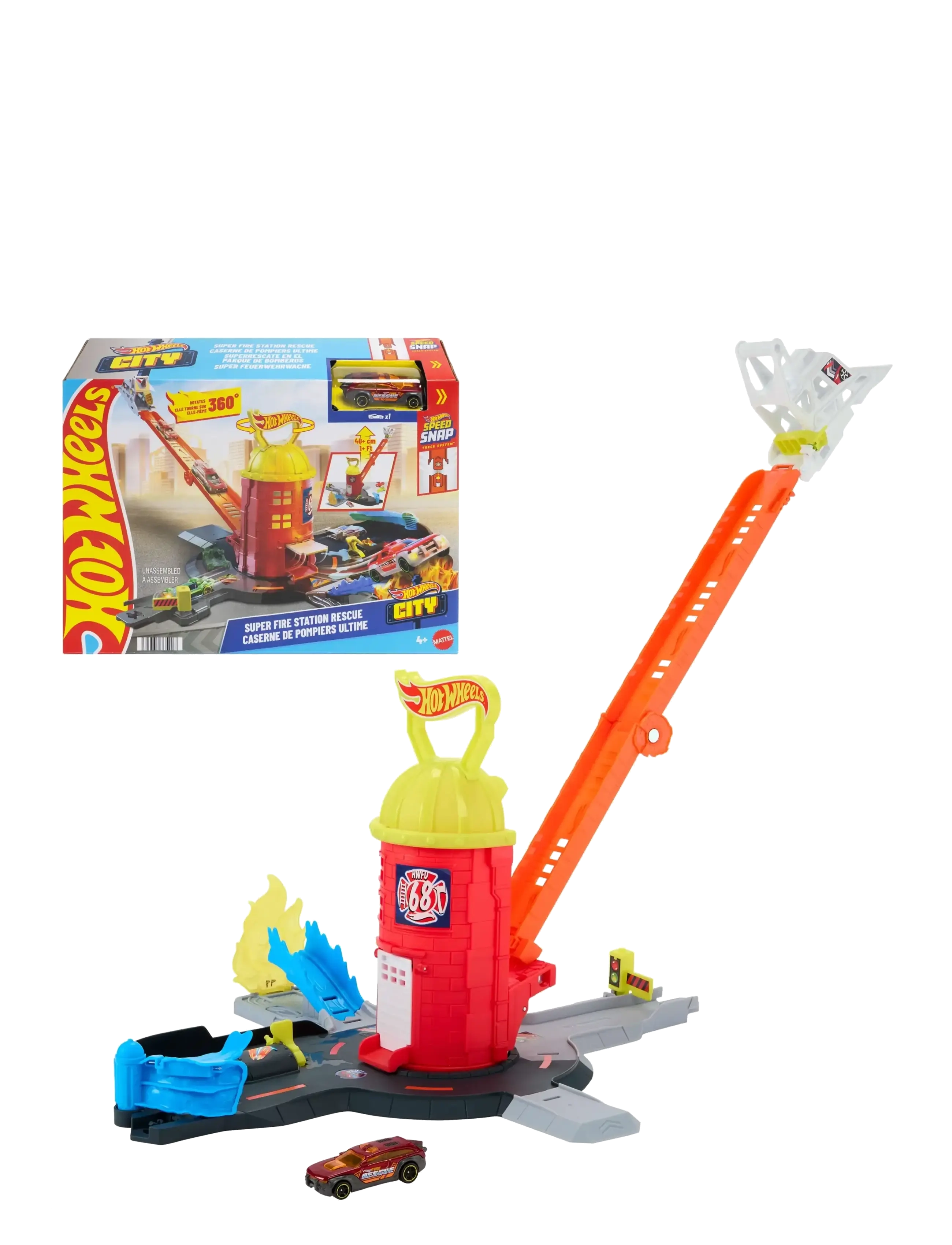 Hot Wheels City Super Fire Station Rescue, One Size, Playsets & Action Figures, Rot - Play Sets, Kinder