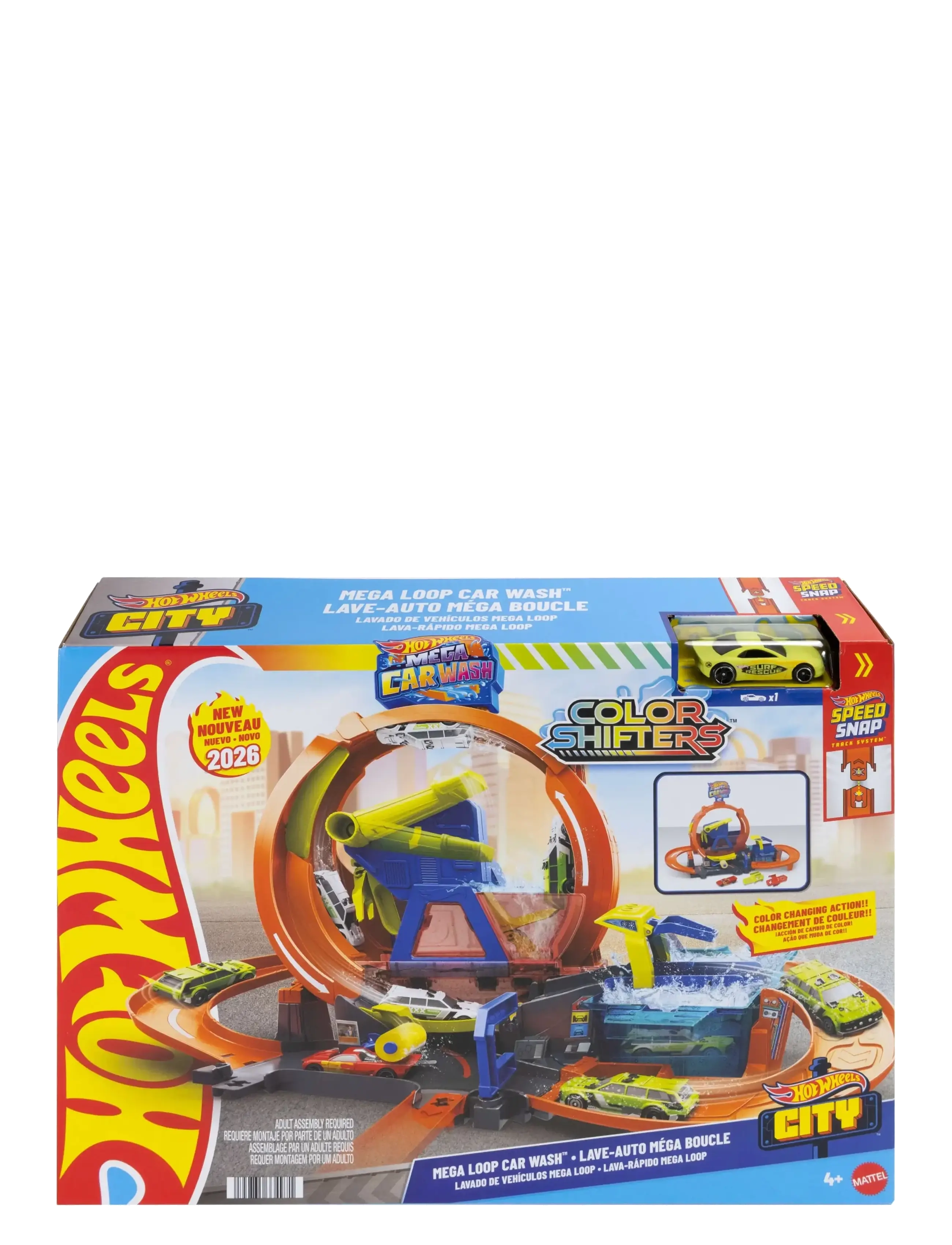 Hot Wheels City Mega Loop Car Wash Playset & 1 Color Shifters Vehicle in 1:64 Scale - Mänguasjad - MULTICOLOR / multi