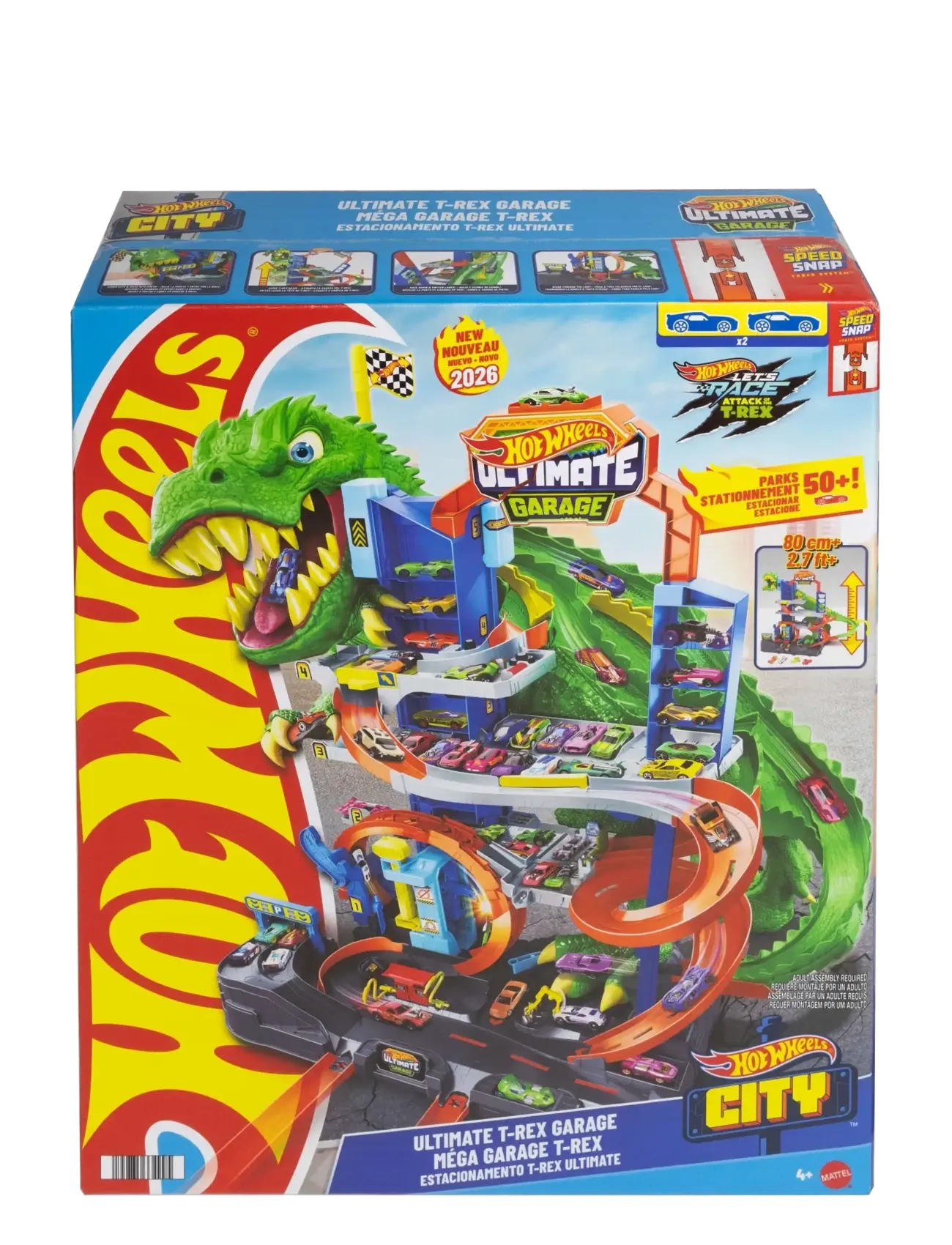 Hot Wheels City Ultimate T-Rex Garage with 2 Toy Cars & Storage for 50+, Race & Stunt, Dino Nemesis - Spielzeug 3-5 Jahre - MULTICOLOR / multi