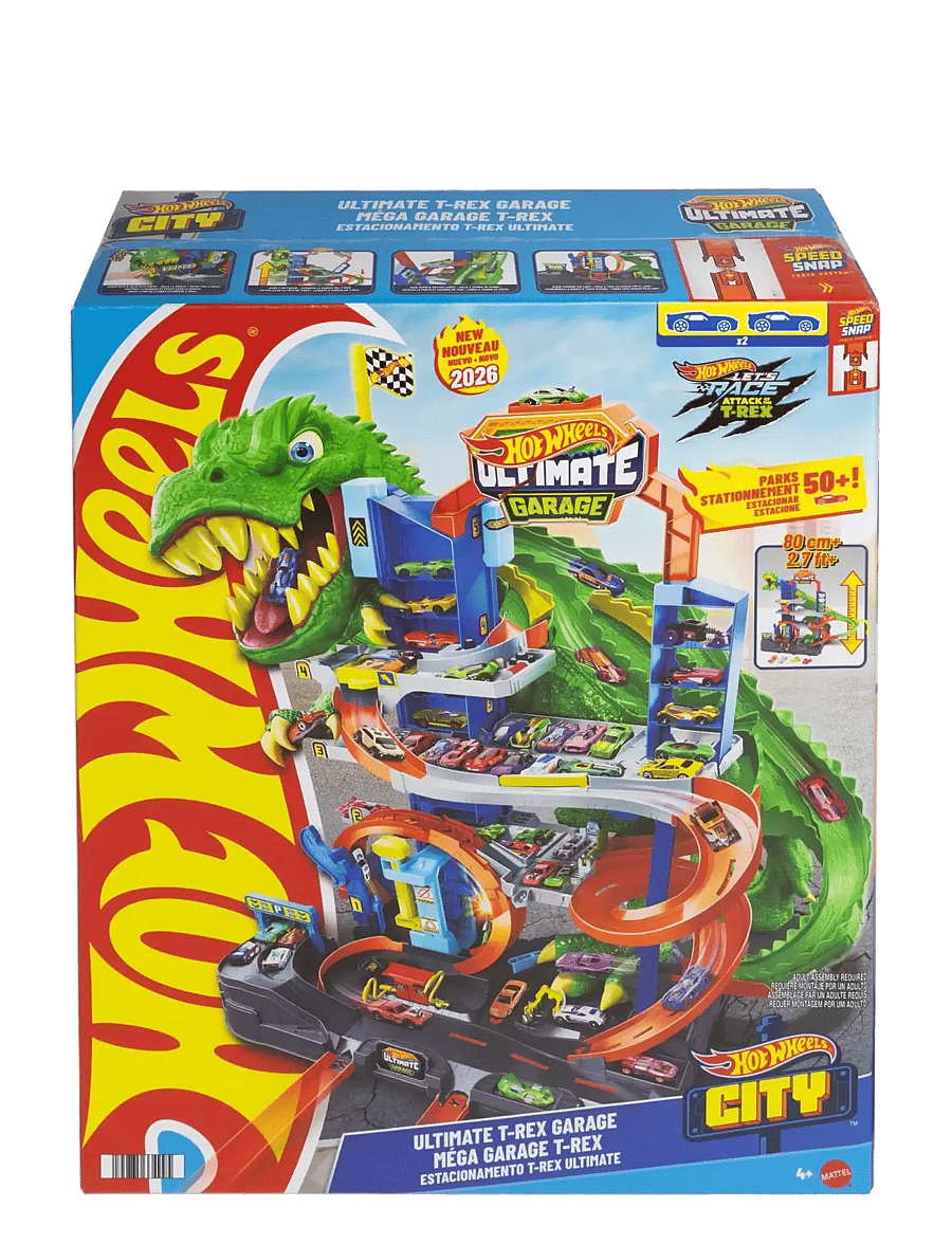 Hot Wheels - City Ultimate T-Rex Garage with 2 Toy Cars & Storage for 50+, Race & Stunt, Dino Nemesis - multicolor - 1