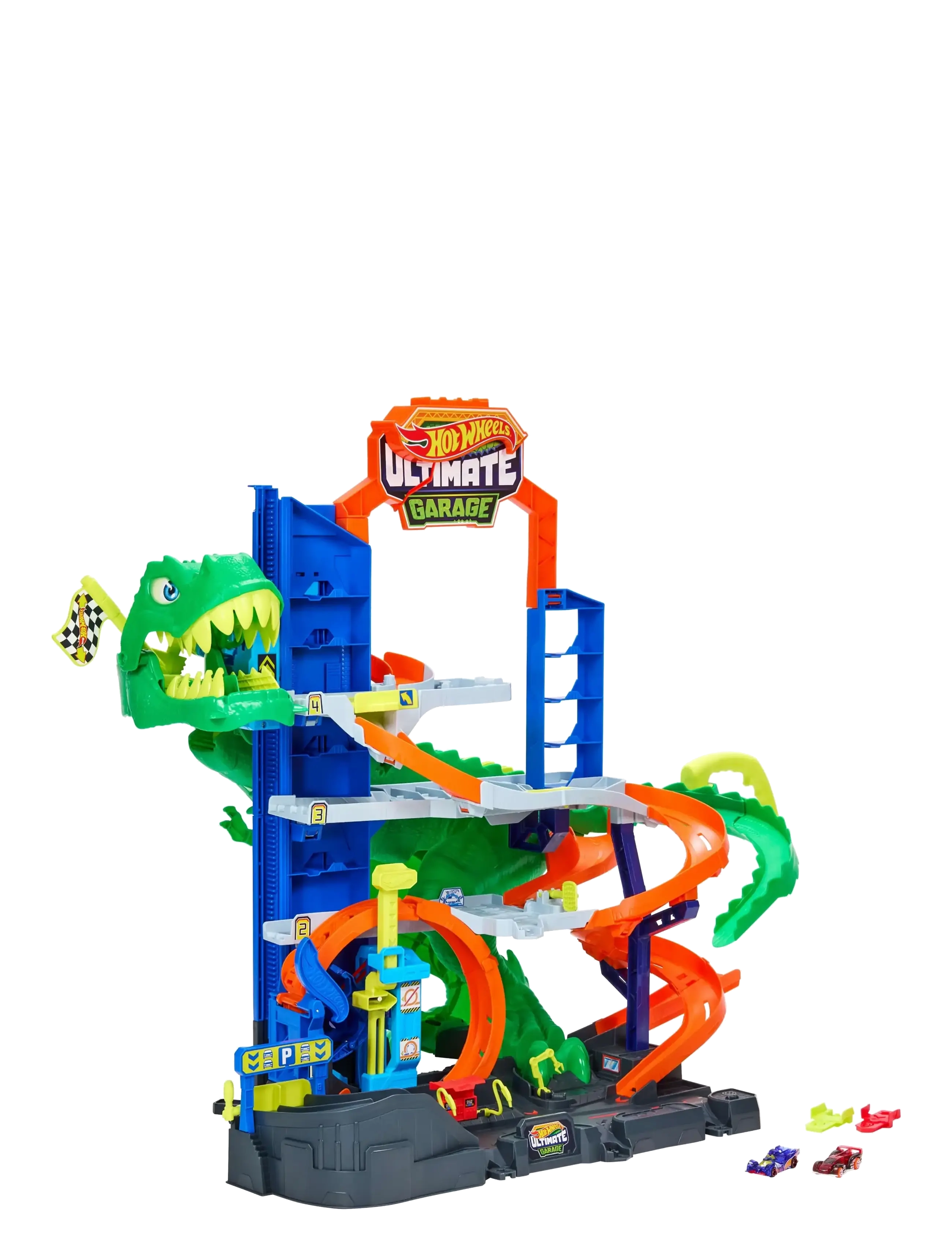 Hot Wheels - City Ultimate T-Rex Garage with 2 Toy Cars & Storage for 50+, Race & Stunt, Dino Nemesis - multicolor - 2