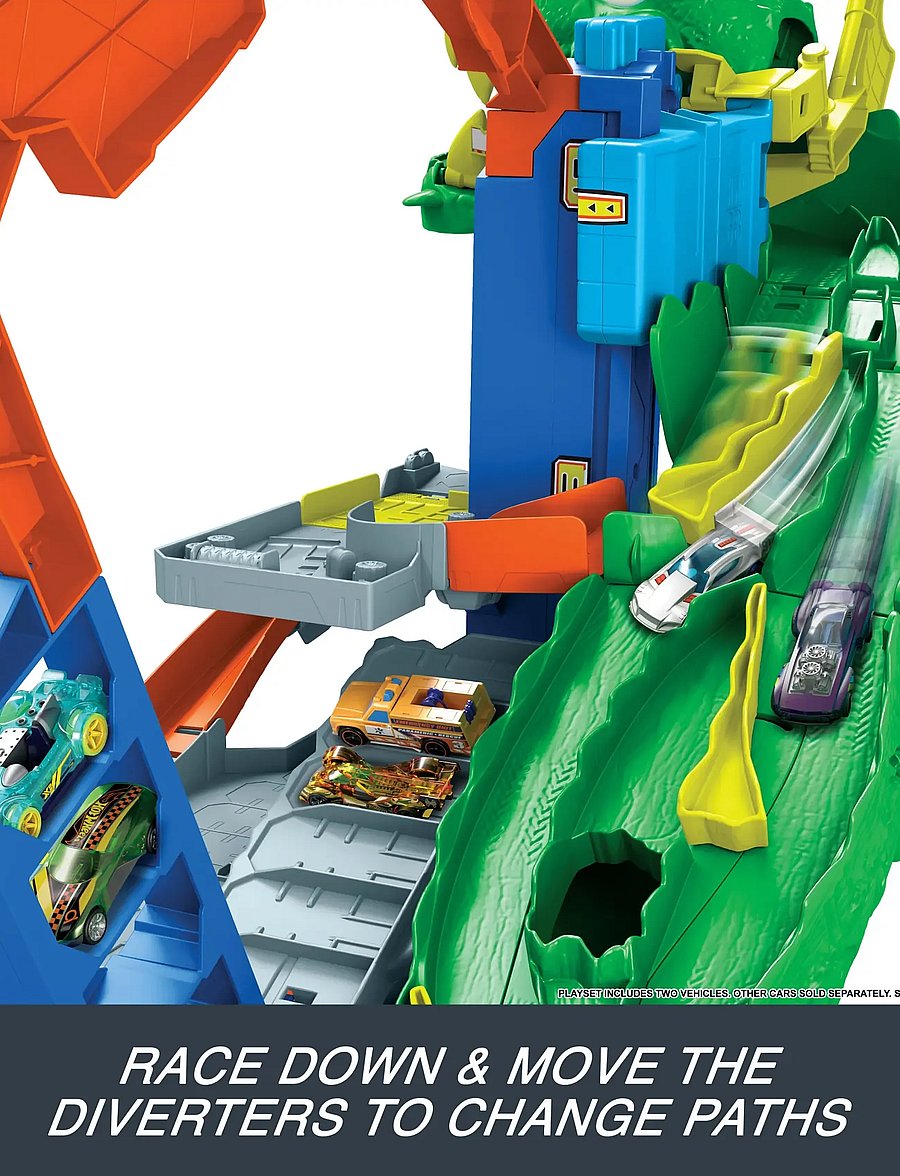 Hot Wheels - City Ultimate T-Rex Garage with 2 Toy Cars & Storage for 50+, Race & Stunt, Dino Nemesis - multicolor - 3