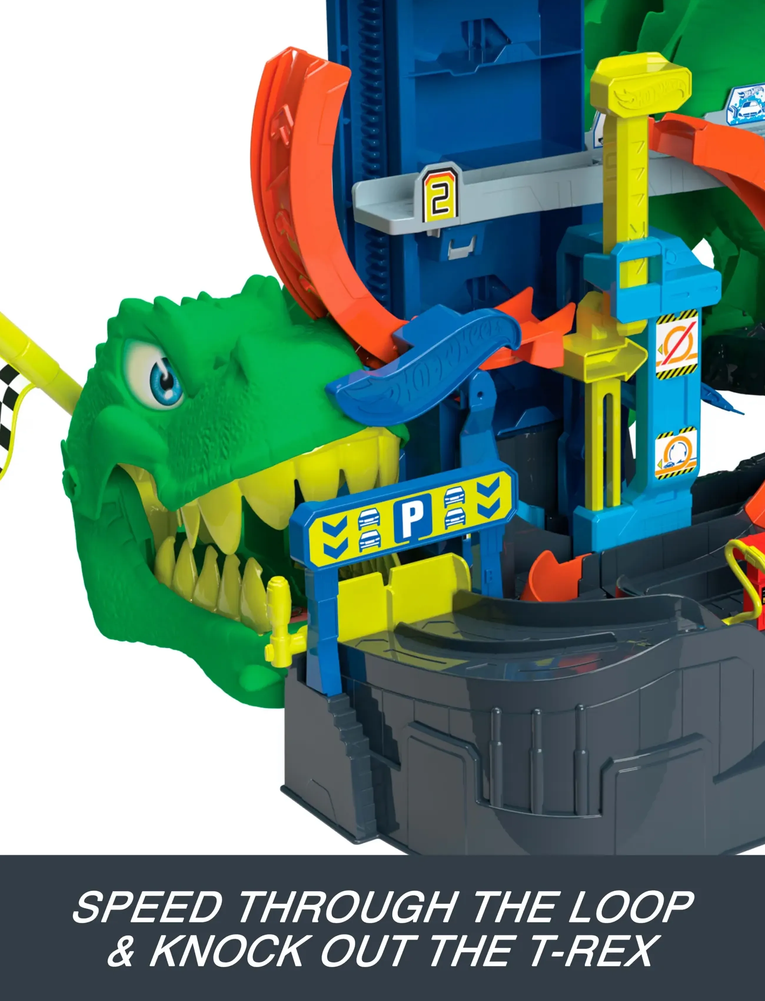 Hot Wheels - City Ultimate T-Rex Garage with 2 Toy Cars & Storage for 50+, Race & Stunt, Dino Nemesis - multicolor - 4