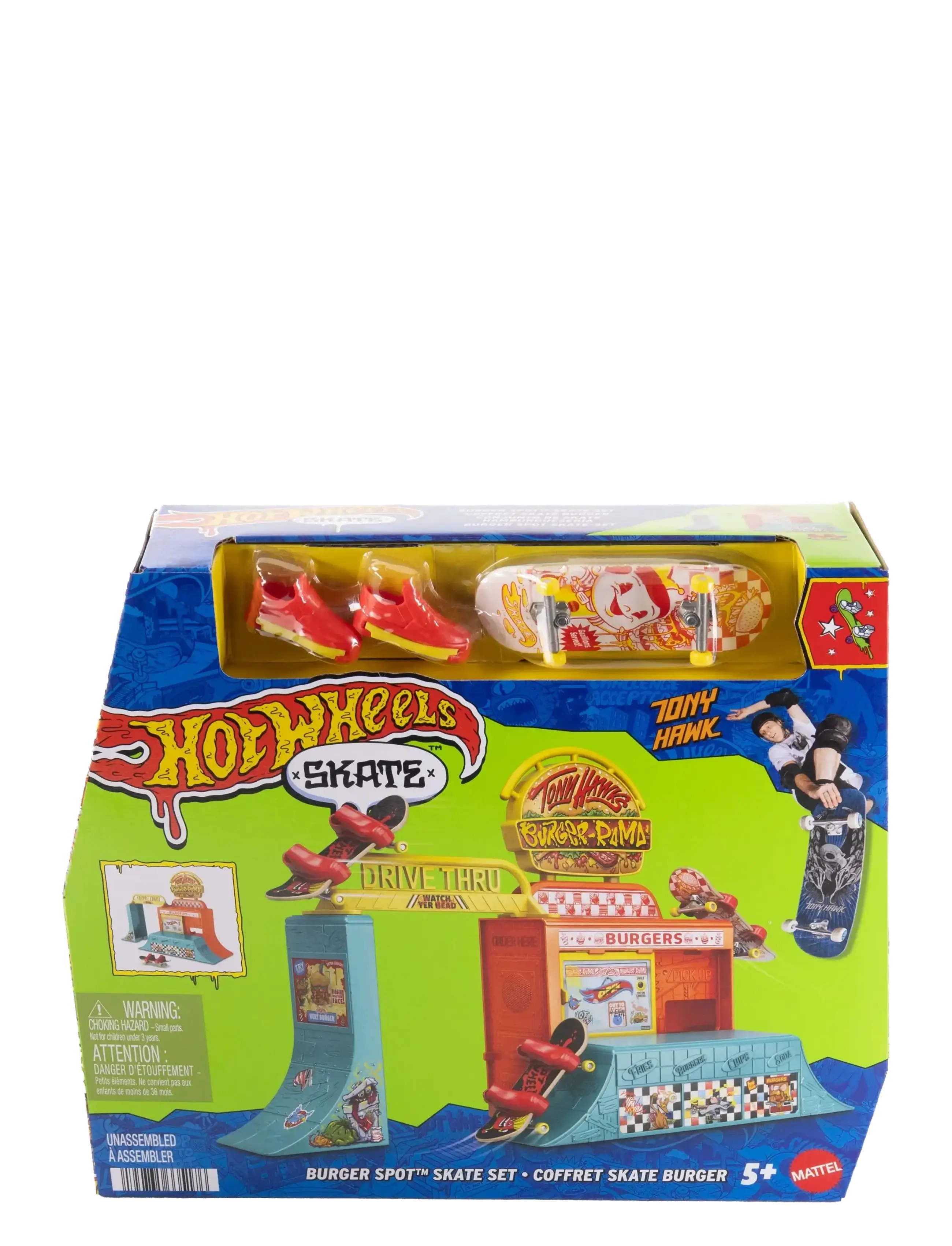 Hot Wheels Skate Burger Spot Skate Set With 1 Exclusive Fingerboard & Pair Of Skate Sko, One Size, Multi/patterned, Legesæt Og Actionfigurer > Legesæt