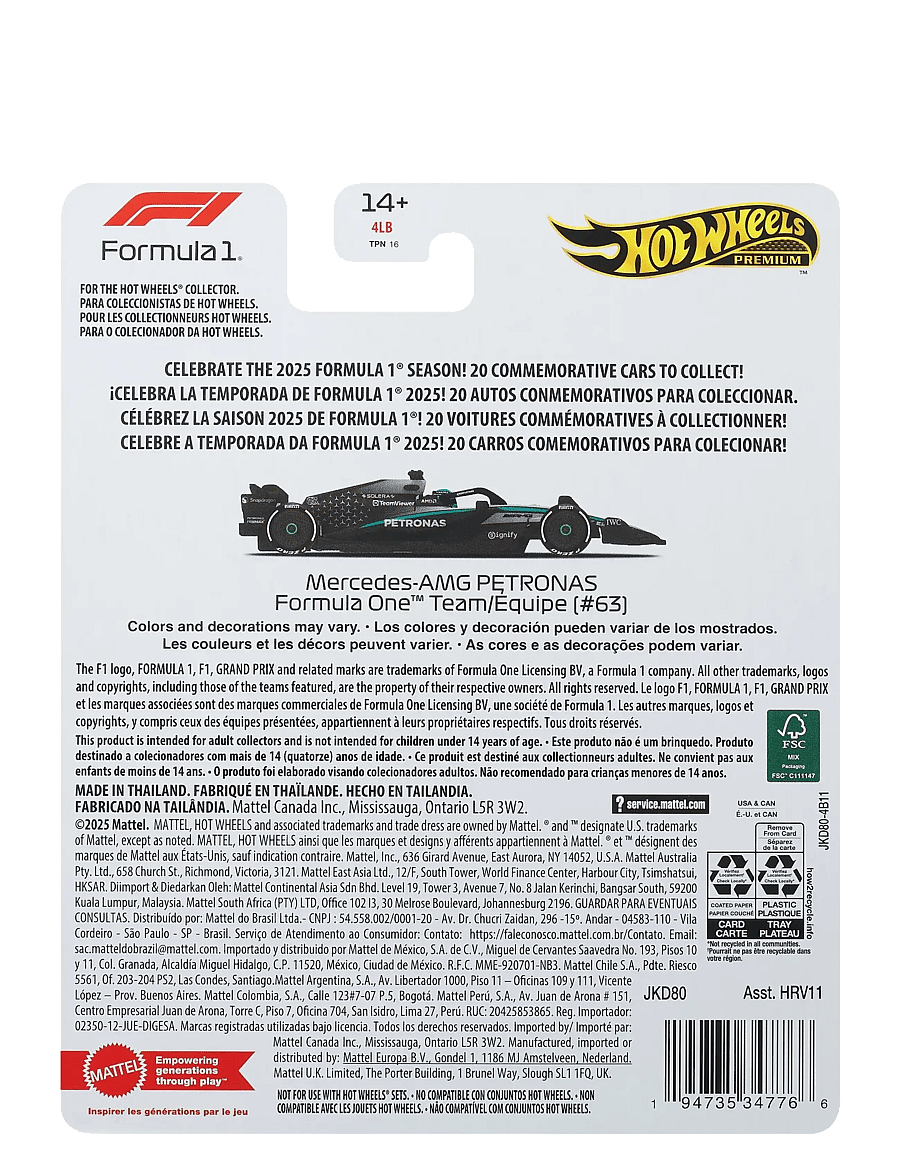 Hot Wheels - Race Team Mercedes-benz - Driver 1 - spielzeugautos - multi color - 5