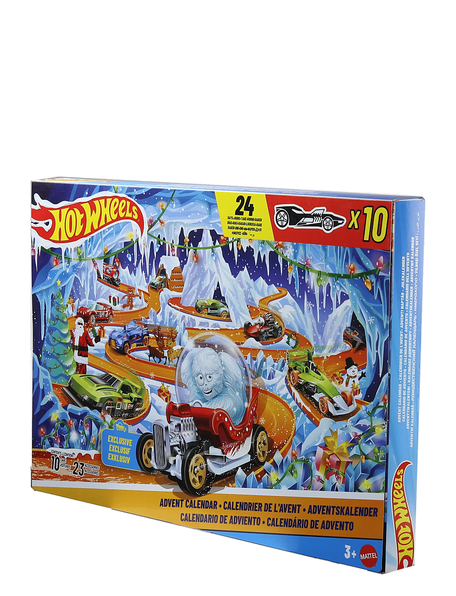 Hot Wheels - 2026 Advent Calendar, 10 Toy Vehicles in 1:64 Scale, 14 Accessories & 10 Ornament Clips - spielzeugautos - multi color - 0