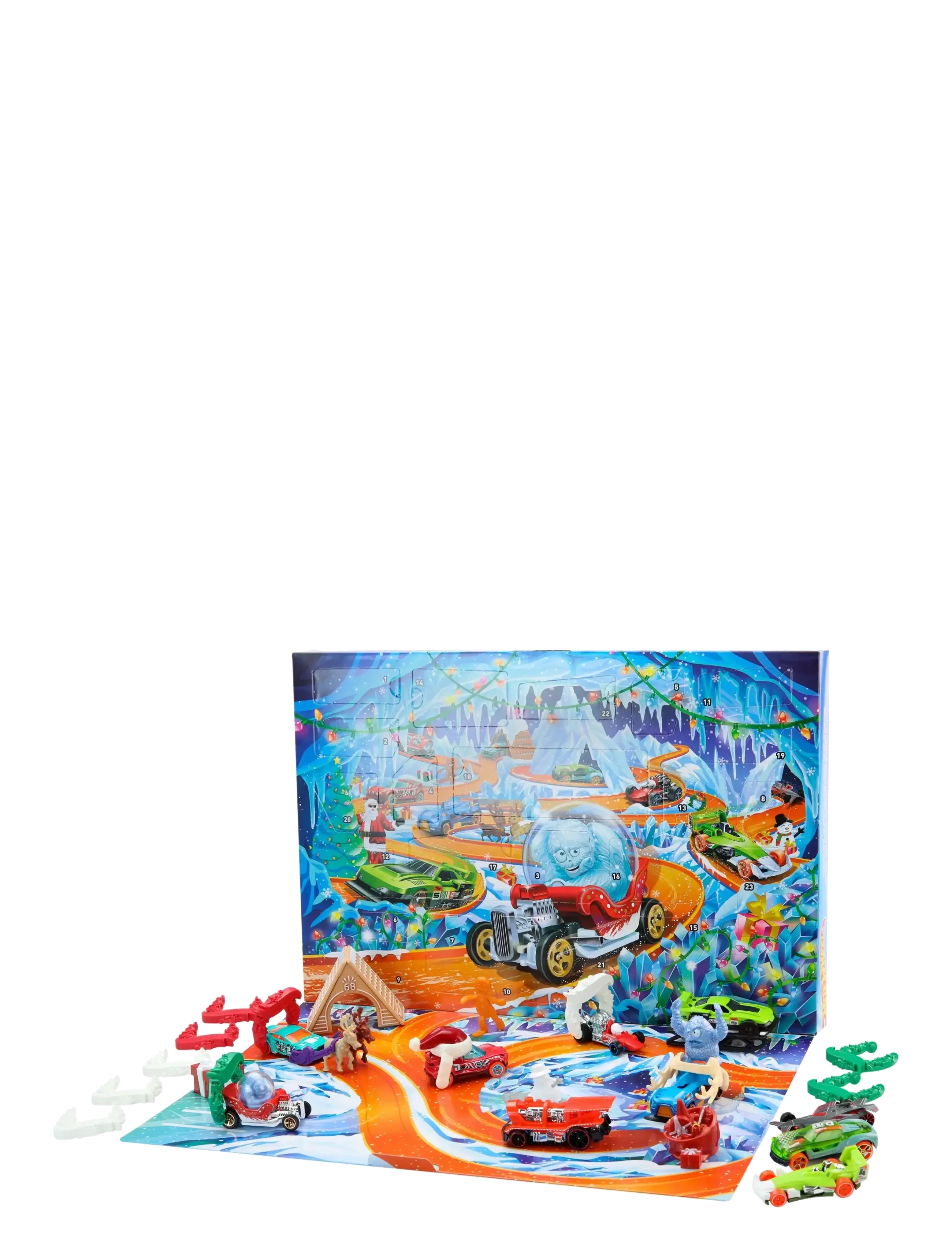 Hot Wheels - 2026 Advent Calendar, 10 Toy Vehicles in 1:64 Scale, 14 Accessories & 10 Ornament Clips - spielzeugautos - multi color - 1