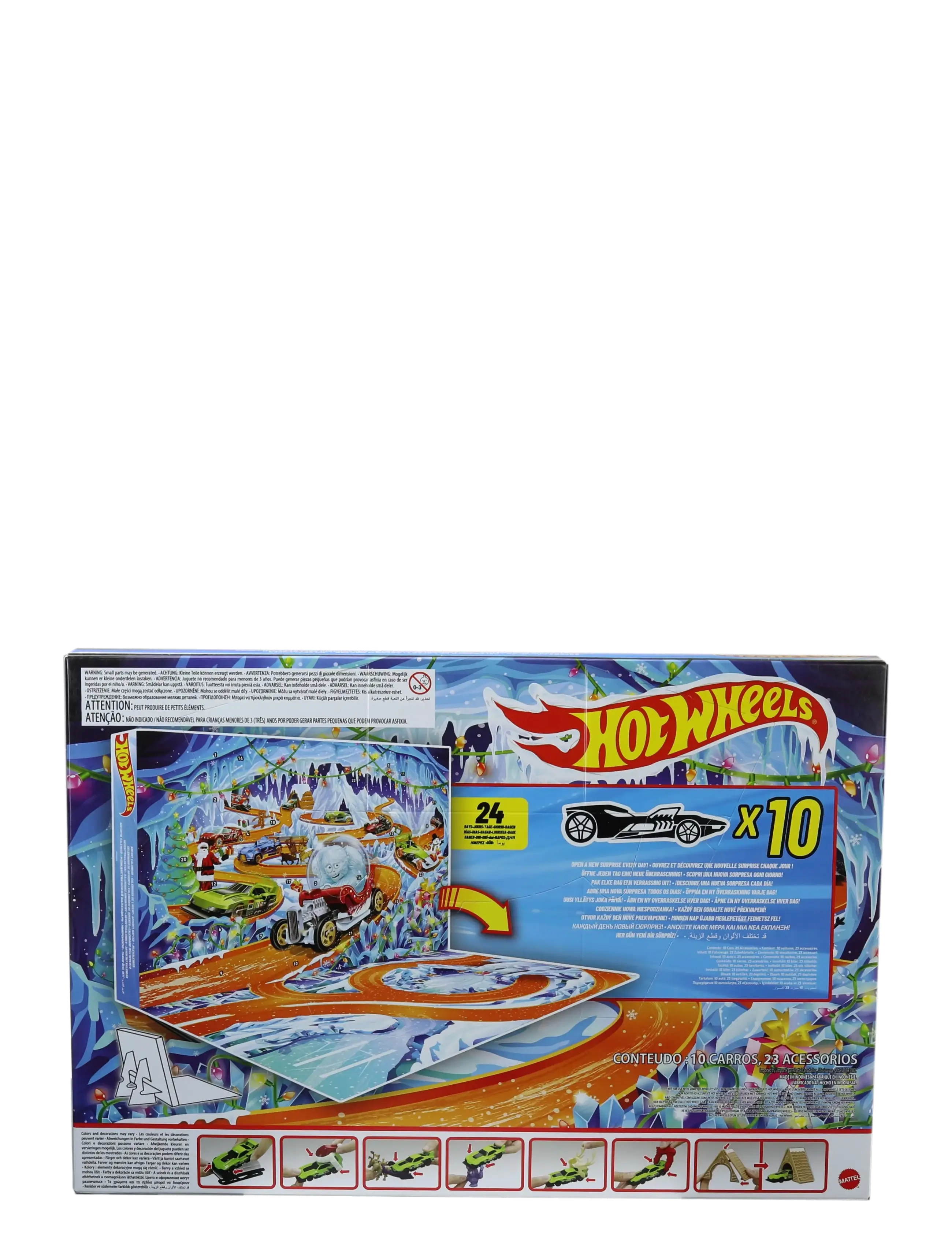 Hot Wheels - 2026 Advent Calendar, 10 Toy Vehicles in 1:64 Scale, 14 Accessories & 10 Ornament Clips - spielzeugautos - multi color - 3