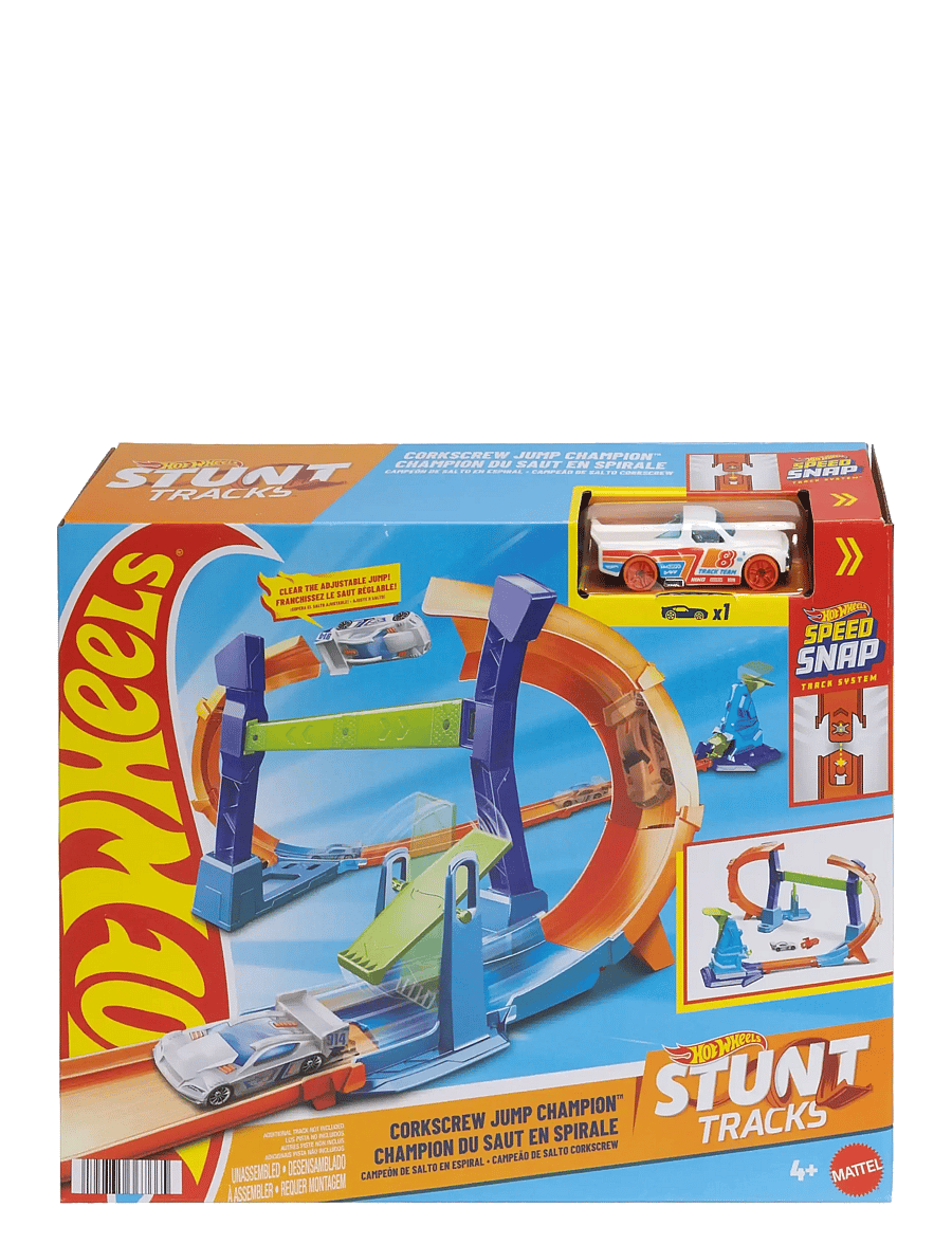 Hot Wheels - Stunt Tracks Corkscrew Jump Champion - racerbaner - multicolor - 0