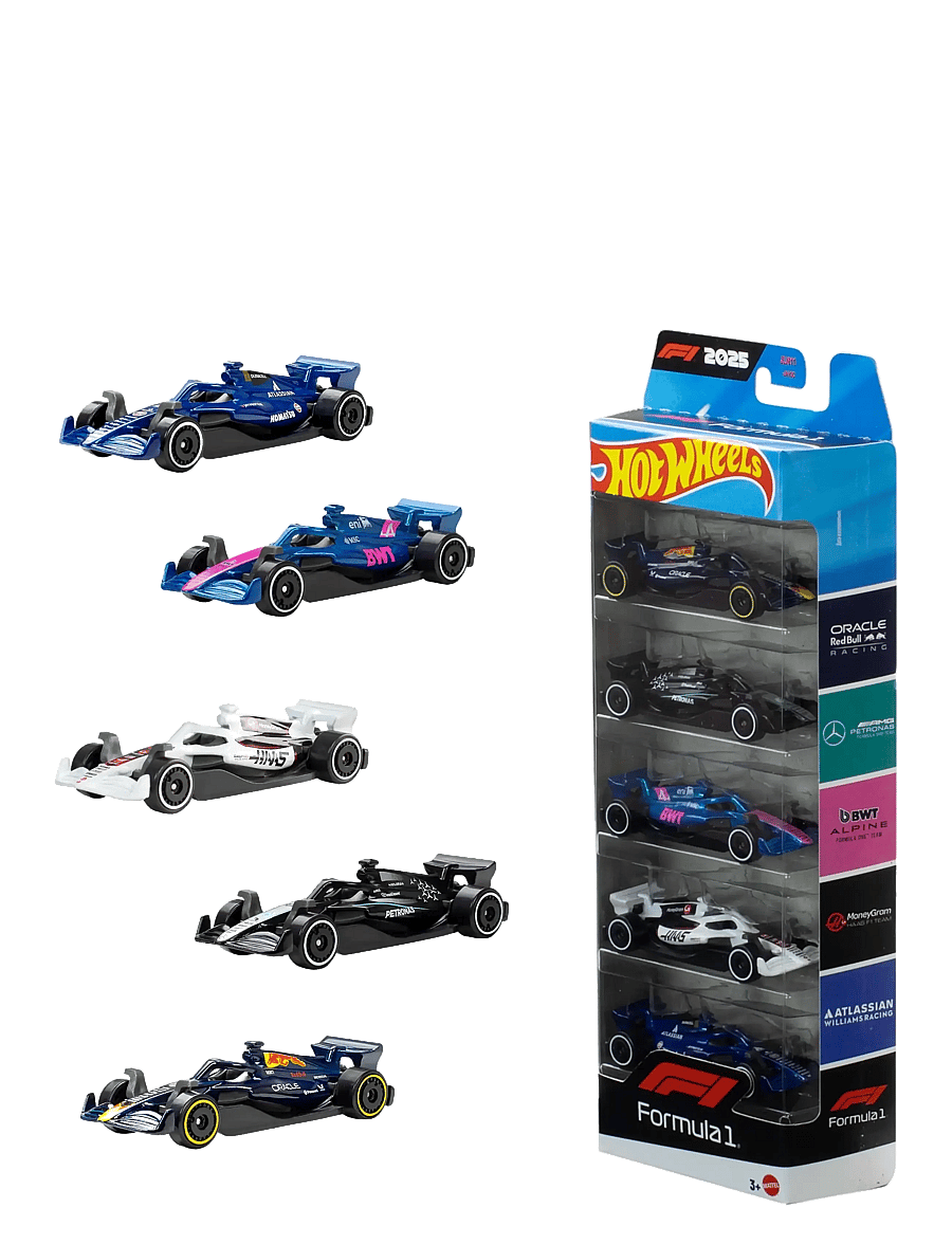 Hot Wheels - Formula 1 5-Pack, Set of 5 Die-Cast Toy F1 Cars in 1:64 Scale - multicolor - 0