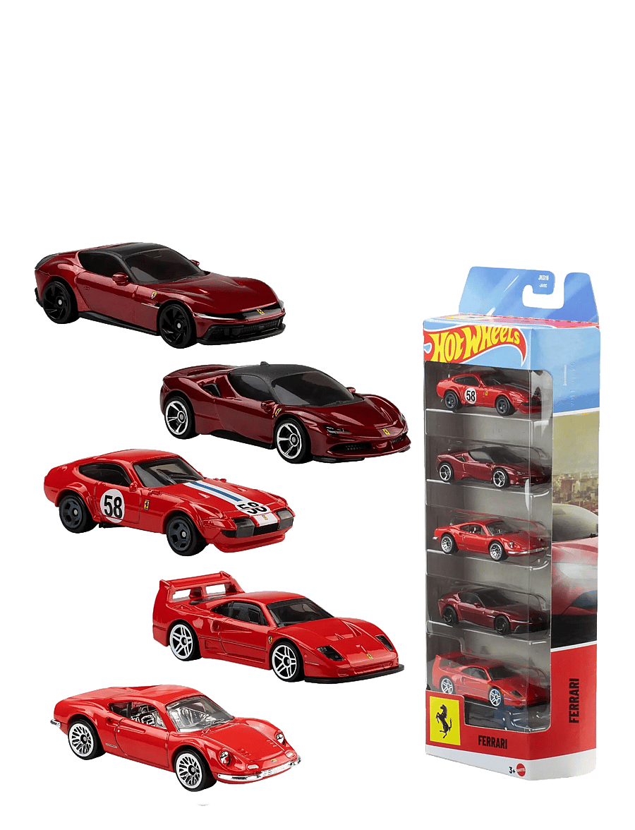 Hot Wheels - Ferrari 5-Pack, Set of 5 Die-Cast Toy Ferrari Automobiles in 1:64 Scale - spielzeugautos - multicolor - 0