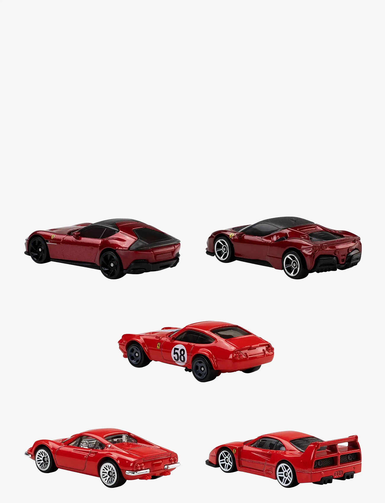 Hot Wheels - Ferrari 5-Pack, Set of 5 Die-Cast Toy Ferrari Automobiles in 1:64 Scale - mänguautod - multicolor - 1