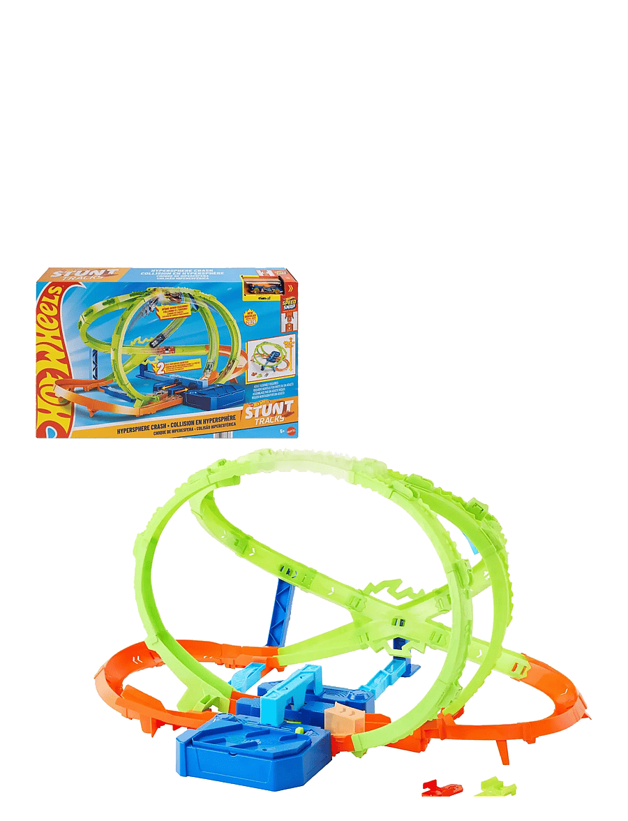 Hot Wheels - Stunt Tracks Hypersphere Crash with 1 Die-Cast Toy Car in 1:64 Scale & Upside-Down Loop - multicolor - 0