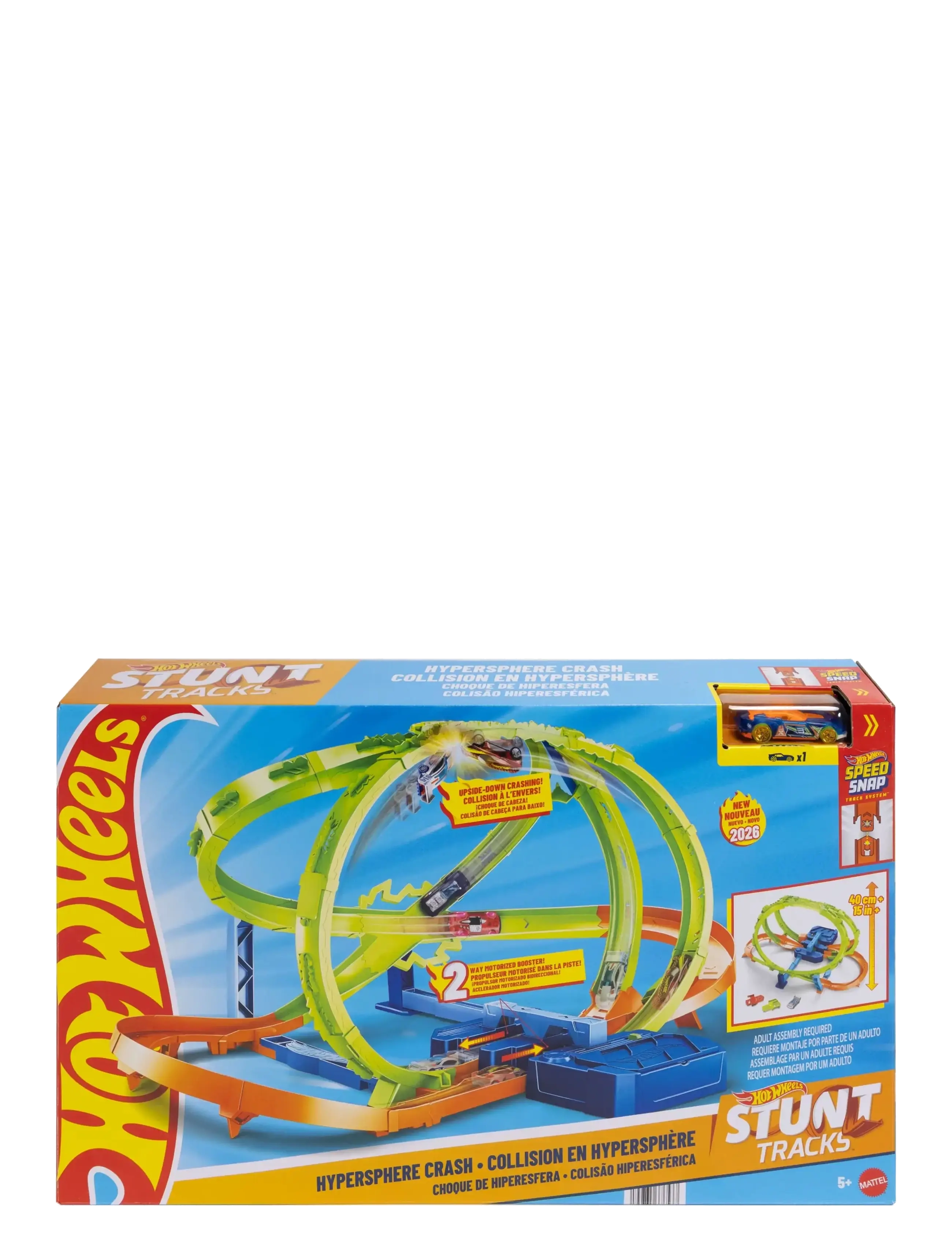 Hot Wheels - Stunt Tracks Hypersphere Crash with 1 Die-Cast Toy Car in 1:64 Scale & Upside-Down Loop - multicolor - 1