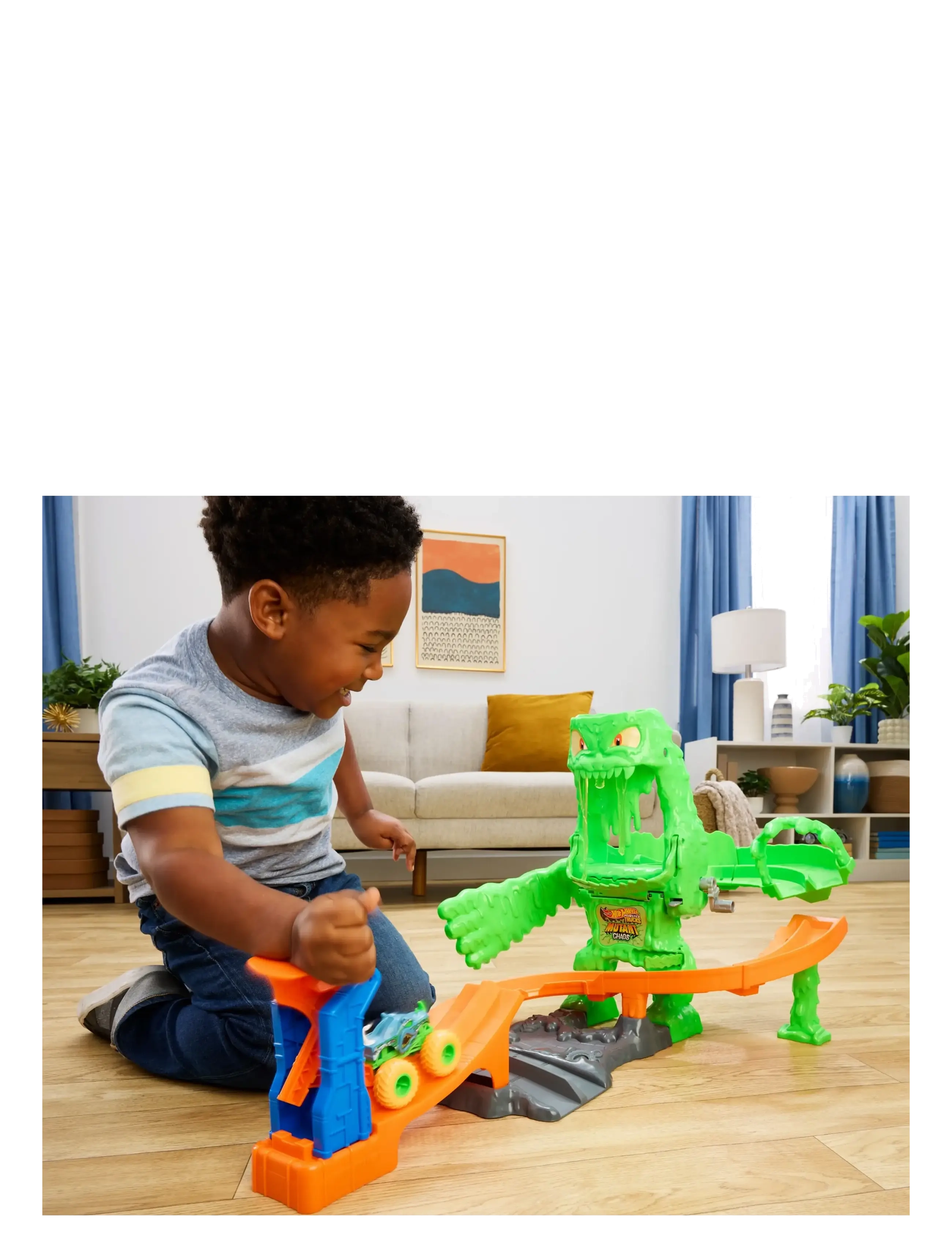 Hot Wheels - Monster Trucks Mutant Monster Takedown Playset with Rhinomite Toy Truck & Slime - multicolor - 0