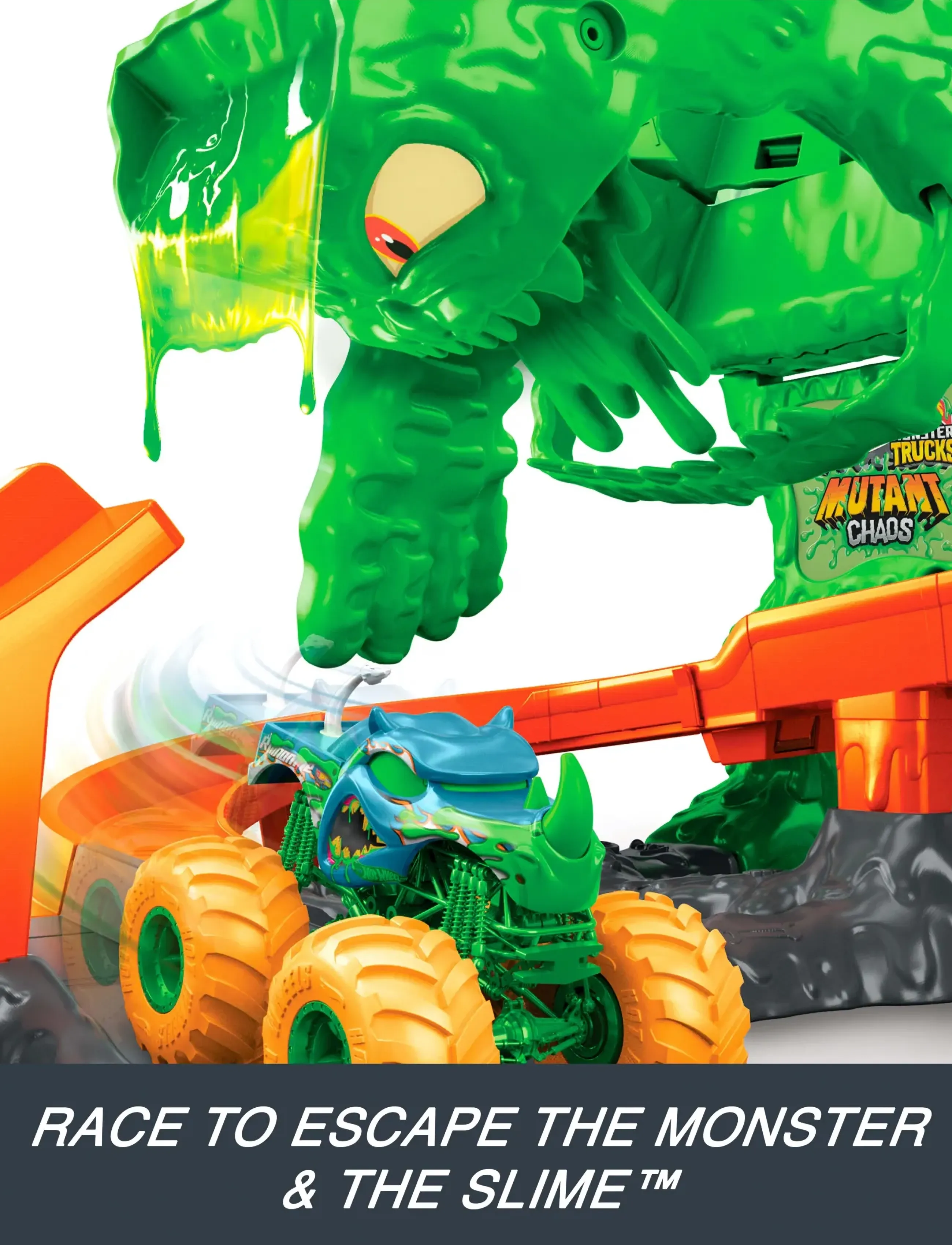 Hot Wheels - Monster Trucks Mutant Monster Takedown Playset with Rhinomite Toy Truck & Slime - multicolor - 3
